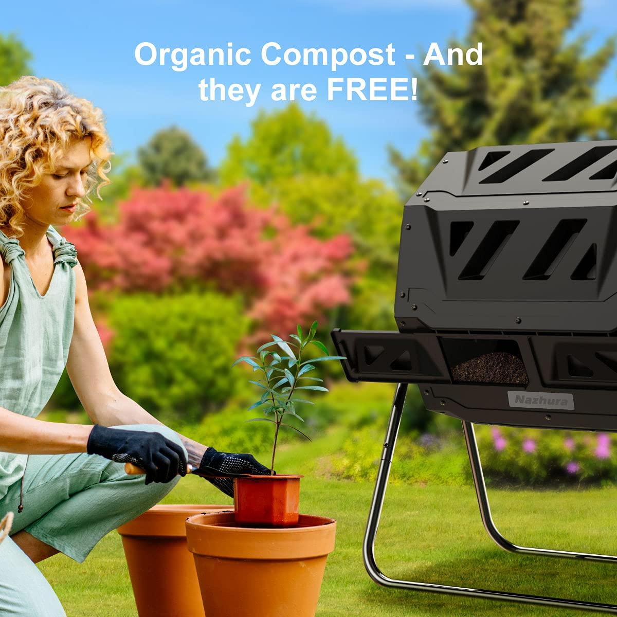 Compost Tumbler Bin Composter Dual Chamber 43 Gallon (Bundled with Pearson's Gardening Gloves) - Image 6