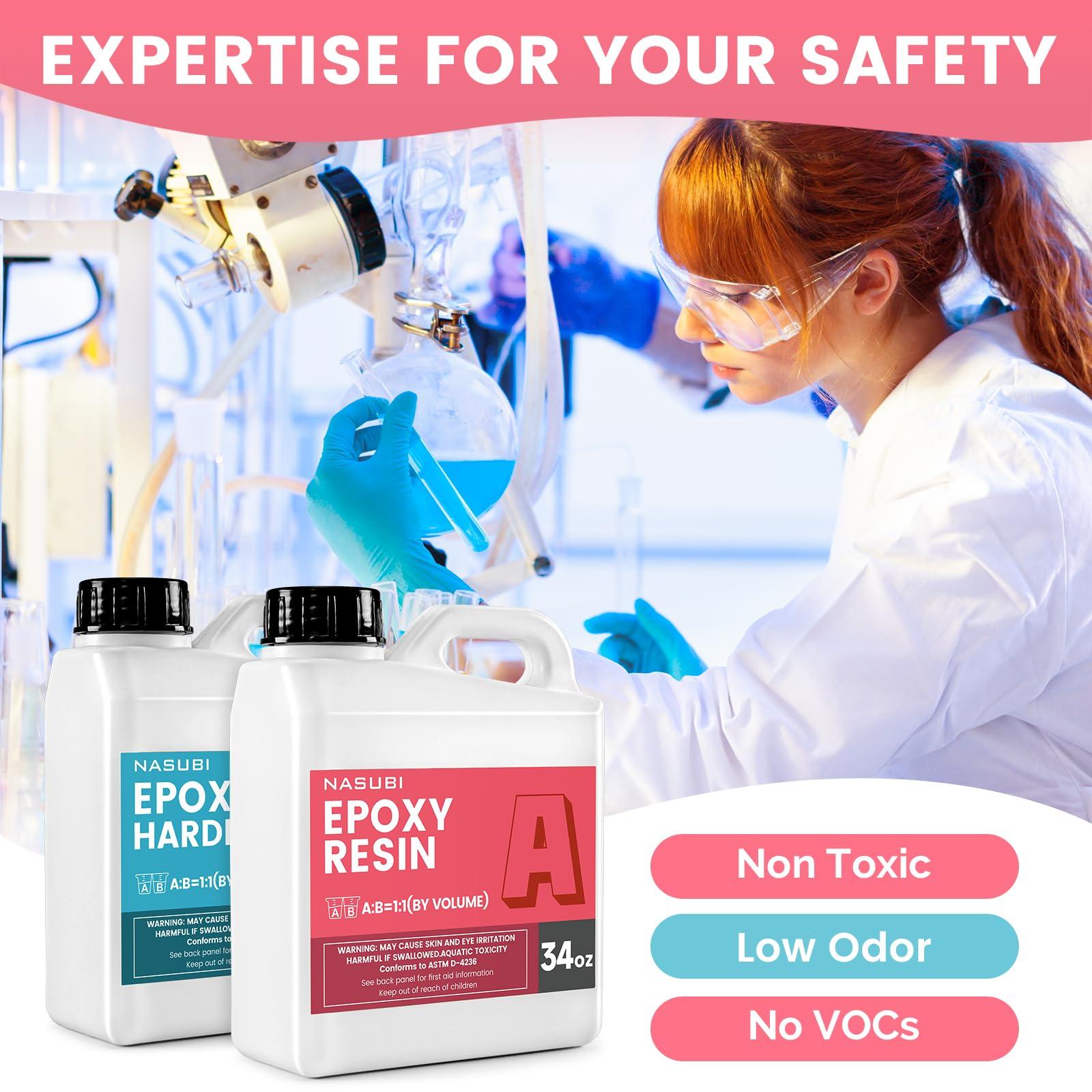 NASUBI Epoxy Resin Kit - 68OZ Crystal Clear Resin for Crafts, Mold, Wood, Jewelry Making, Art Casting Resin for Art, NO Bubble, 2 Part Clear Epoxy with Silicone Cups, Sticks, Pigment - Image 4