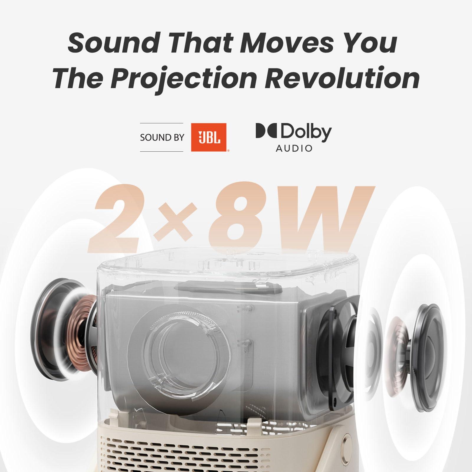 [Sound by JBL & Built-in Battery] Yaber T2 Outdoor Projector with WiFi 6 and Bluetooth, Native 1080P Smart Movie Portable Projector for Inside and Outside, Compatible with TV Dongle (Not included) - Image 4