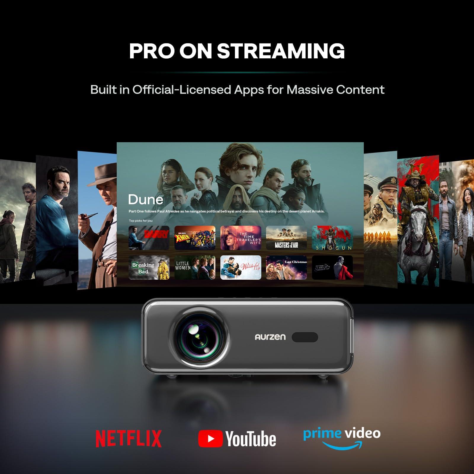 Aurzen EAZZE D1 Pro Smart Projector with WiFi and Bluetooth, Netflix Official, 20W Speakers, Dolby Audio & dbx-tv Total Sonics, Auto Focus & Keystone, Native 1080P Portable Outdoor Movie Projector - Image 3