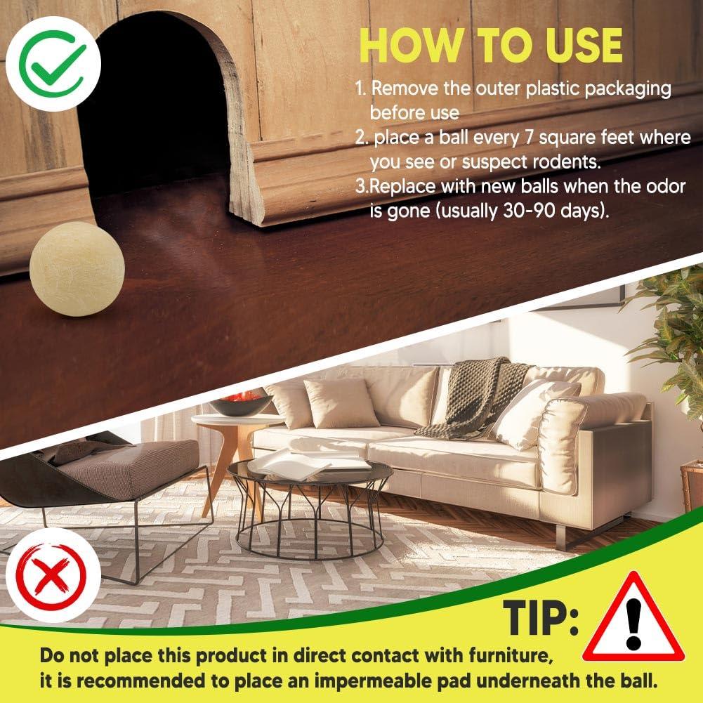 NJYNME Pest Control Balls, Peppermint Strongly Repel Rodents, Mouse, Mice, Rats, Ant, Roach, Moths & Other Pest, Indoor Mice Repellent, Mosquito Repellent-8P - Image 9