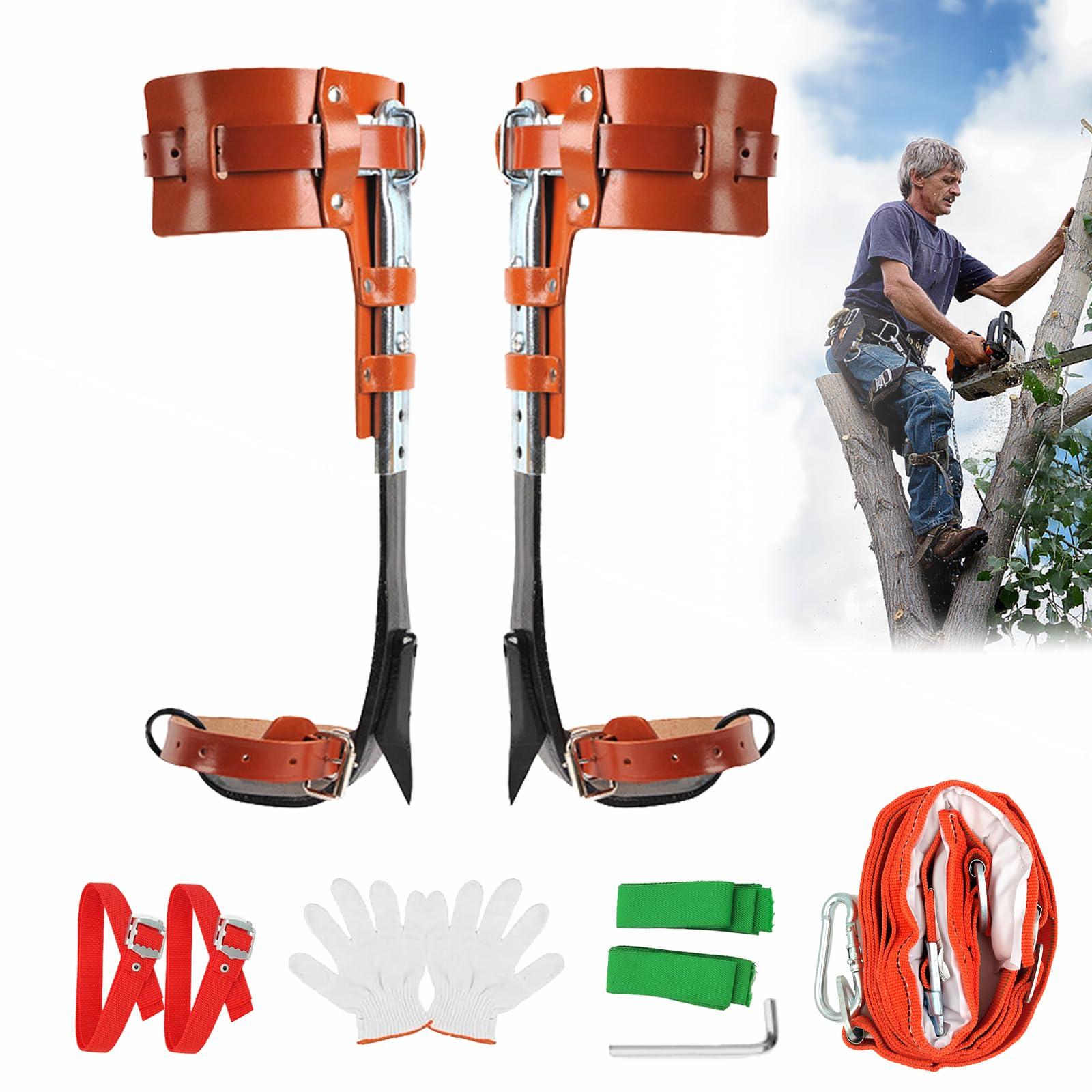 Tree Climbing Spikes Set,Tree Climbing Gear,Manganese Steel Claw,Adjustable Length Design,Tree Spikes for Tree Work,Hunting and Observation, Fruit Picking, Jungle Survival (Brown)