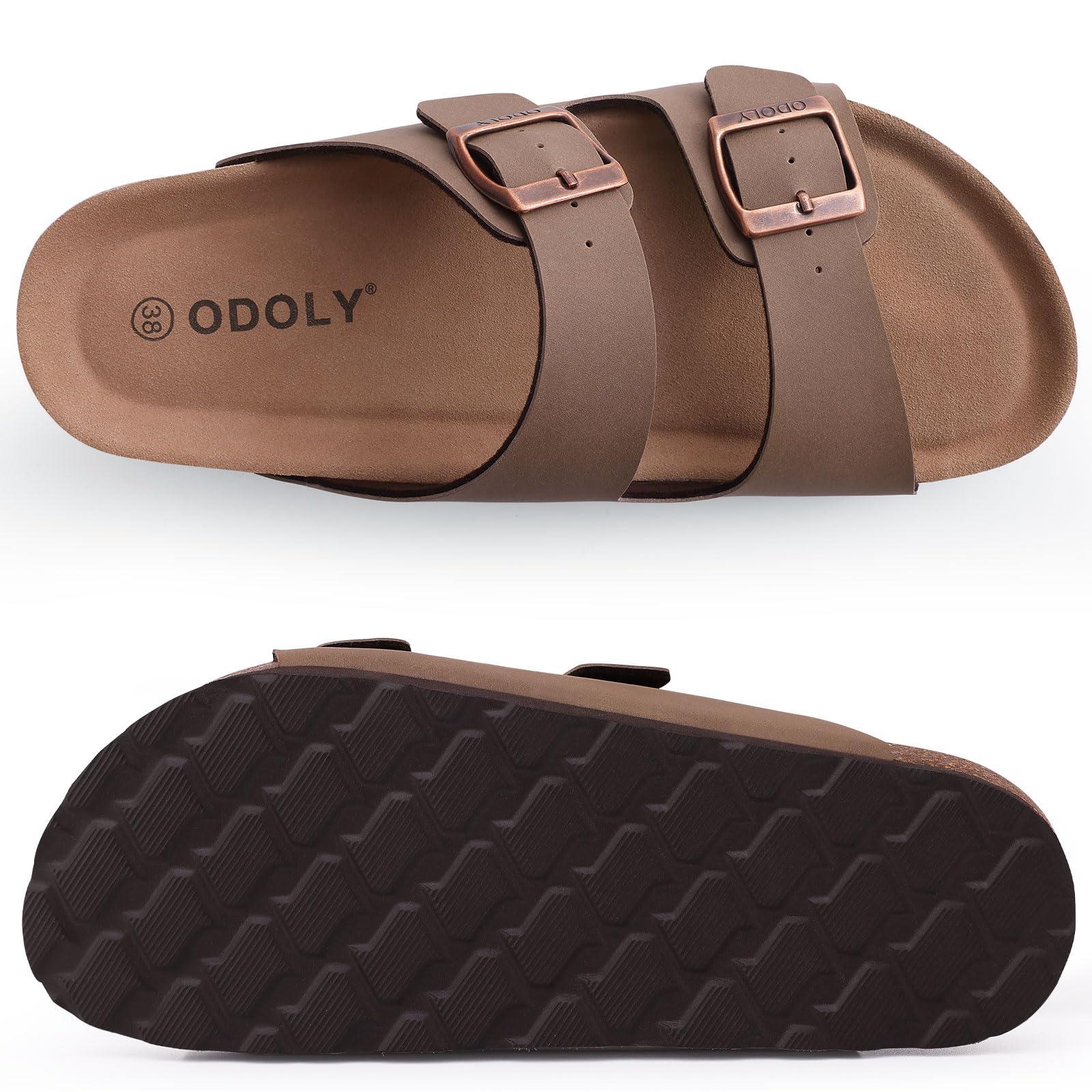 ODOLY Unisex Cork Footbed Slide Sandal, Arch Support Summer Outdoor Sandals with Adjustable Buckle for Women and Men - Image 6