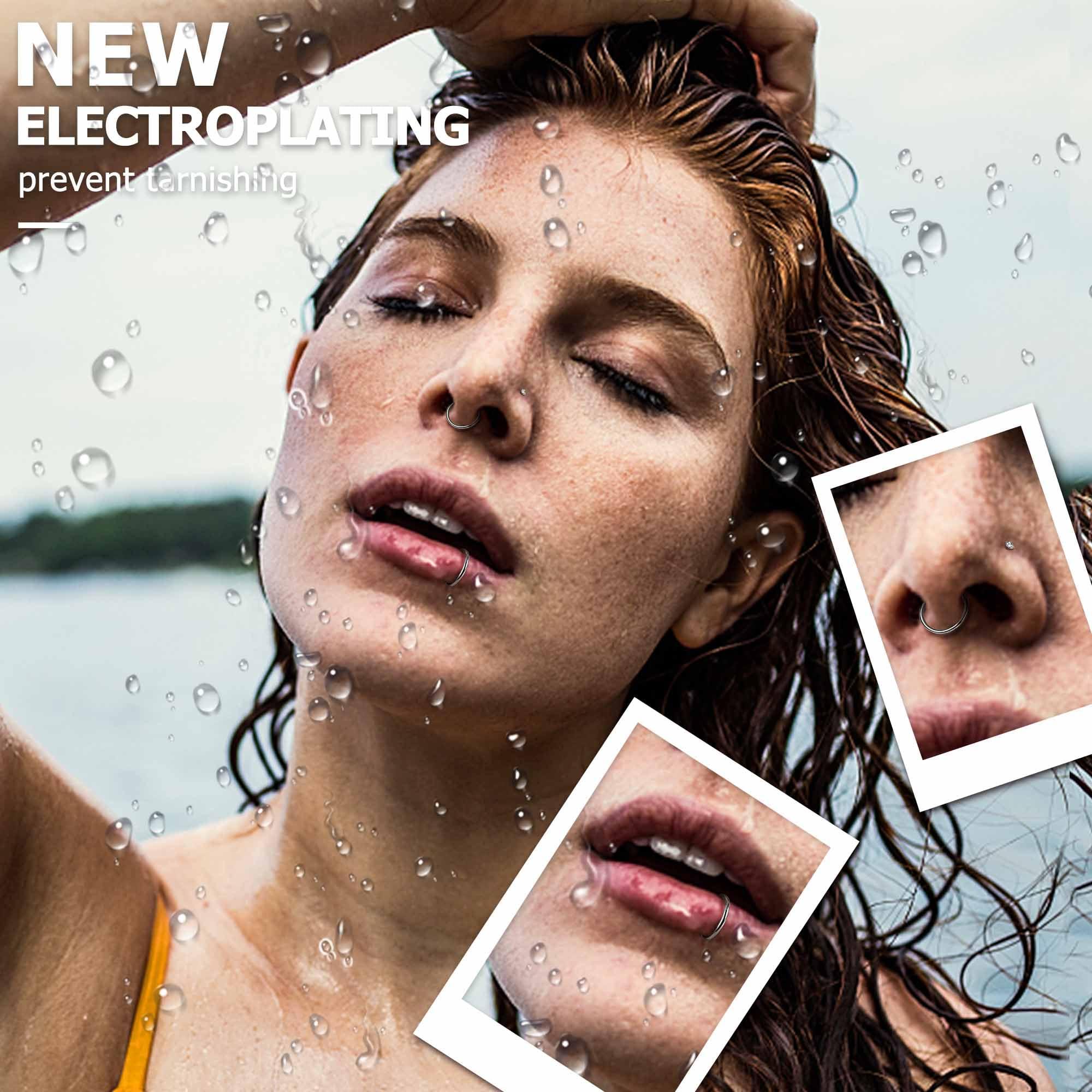 LOYALLOOK 18Pcs Nose Rings Studs - 316L Surgical Steel Gold Nose Studs Double Hoop Nose Ring for Women Men 18G/20G Nose Rings Stud Hypoallergenic Nose/Body Piercing Jewelry 1.5mm 2mm 2.5mm 3mm CZ - Image 2