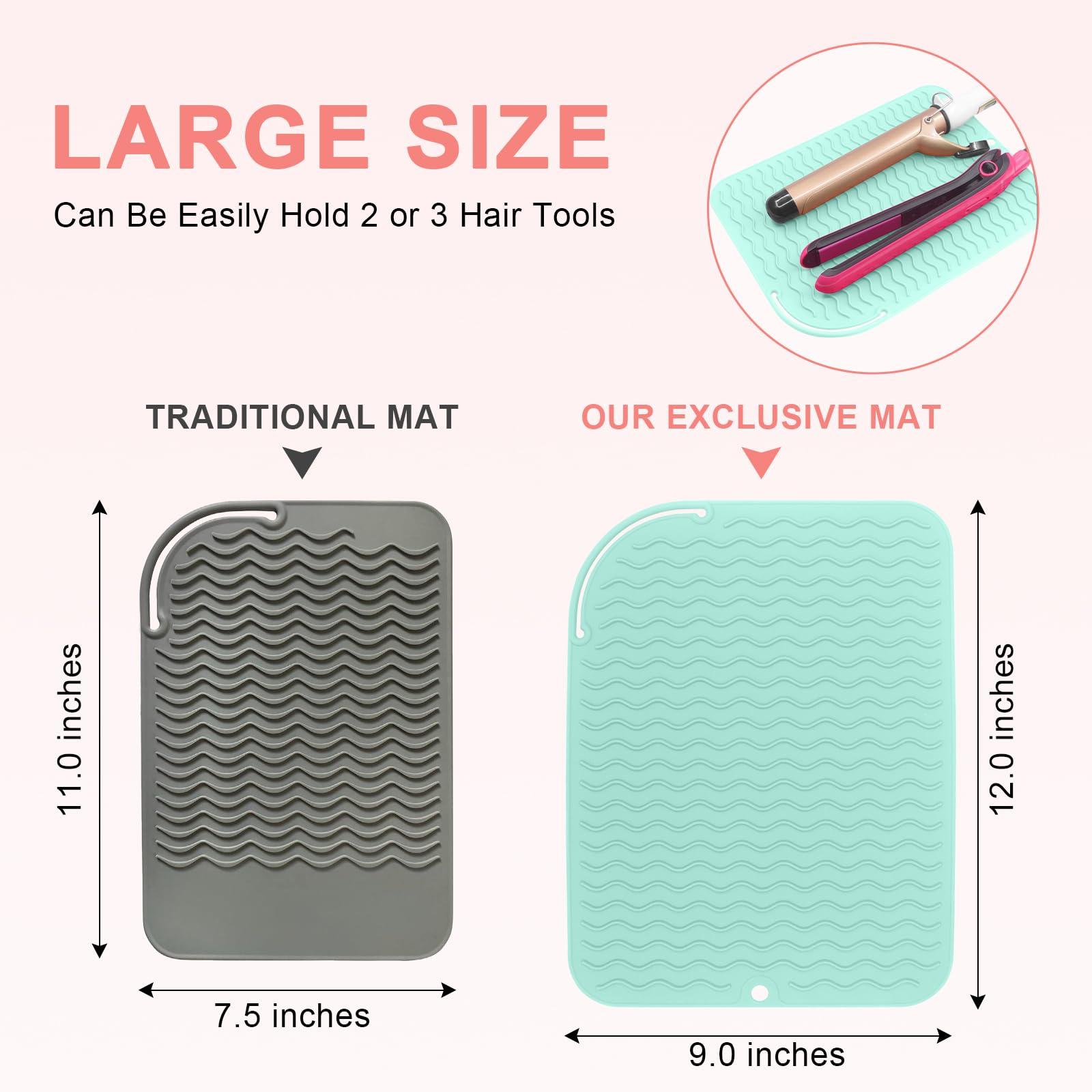 Suafrnut Plus Size Silicone Heat Resistant Mat, Portable Travel Hot Tools Pad Cover for Curling Iron, Flat Iron, Hair Straightener and Other Hair Styling Tools(12.0" x 9.0") - Image 4