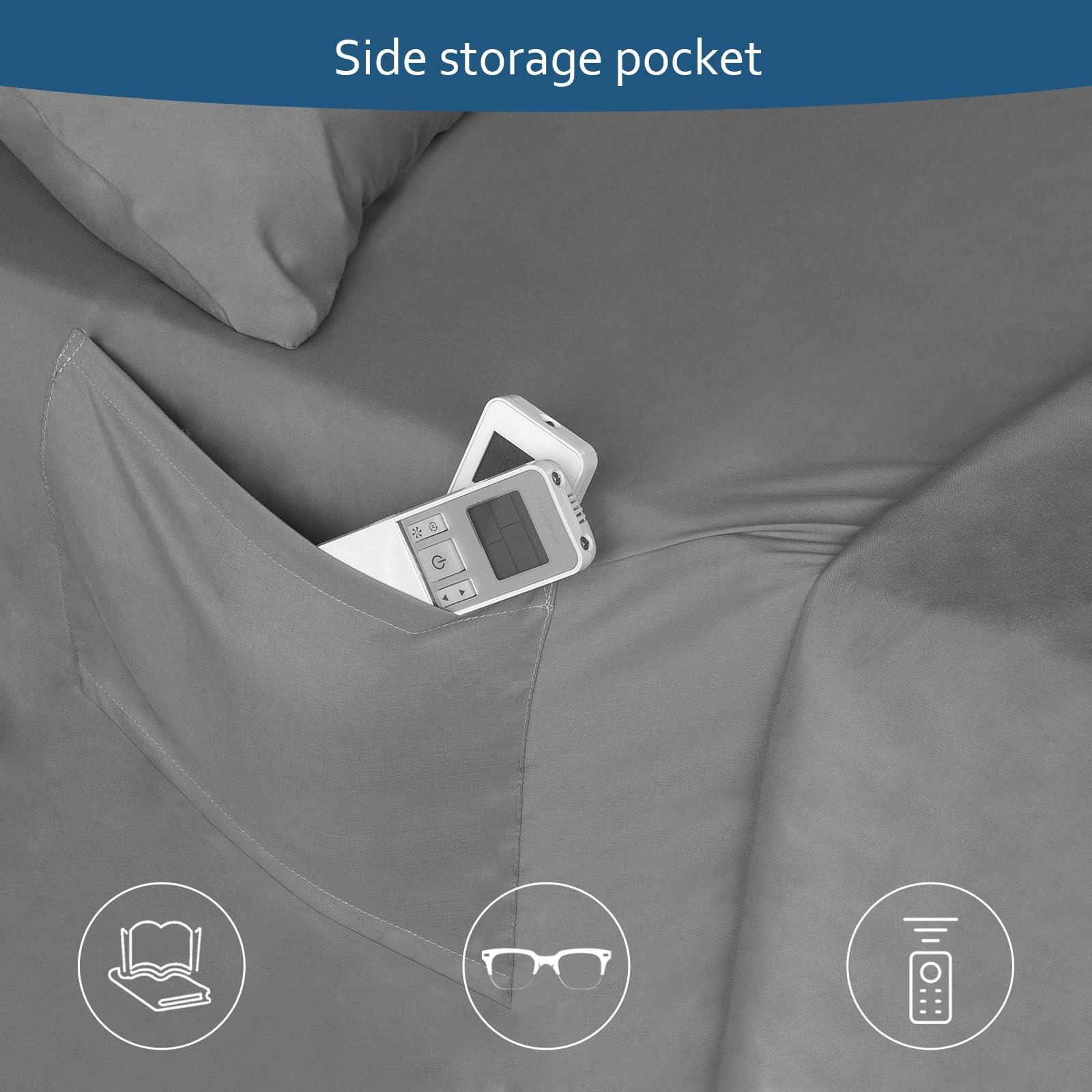 Cal King Sheet Set - 4 Piece California King Sheet Sets - Extra Deep Pocket Hotel Luxury California King Sheets Fade Resistant Fits up to 24in Cal King Bed Mattress - Grey - Image 4