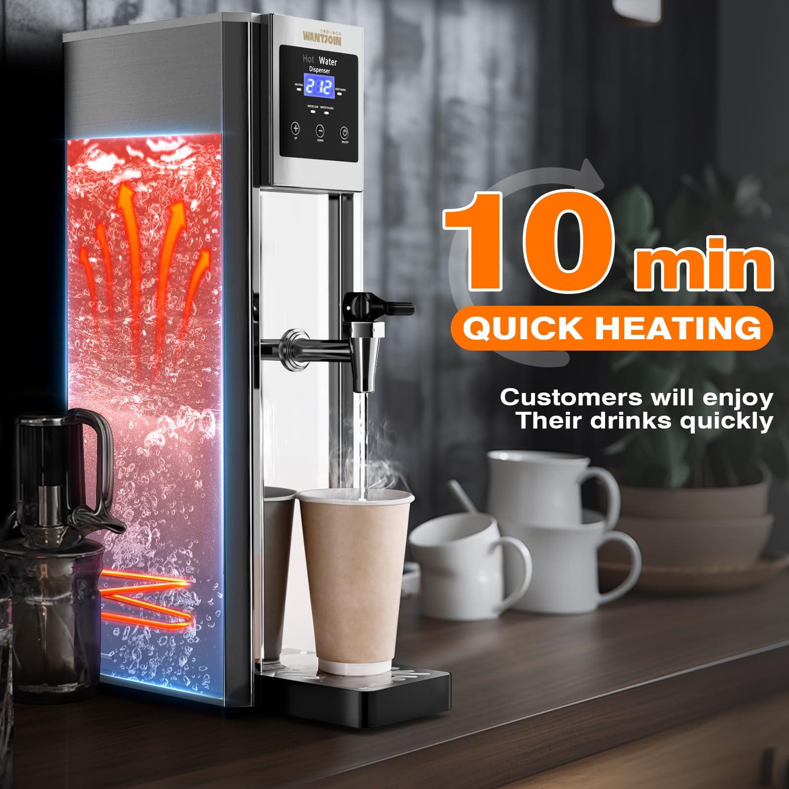 WantJoin Hot Water Dispenser Commercial Water Boiler 20L(5.2GAL)/Hour Step-Heating Electric Countertop Water Dispenser Automatic Temperature Control 32°F-212°F, for Boba Tea Coffee Shop Office 1800W - Image 3