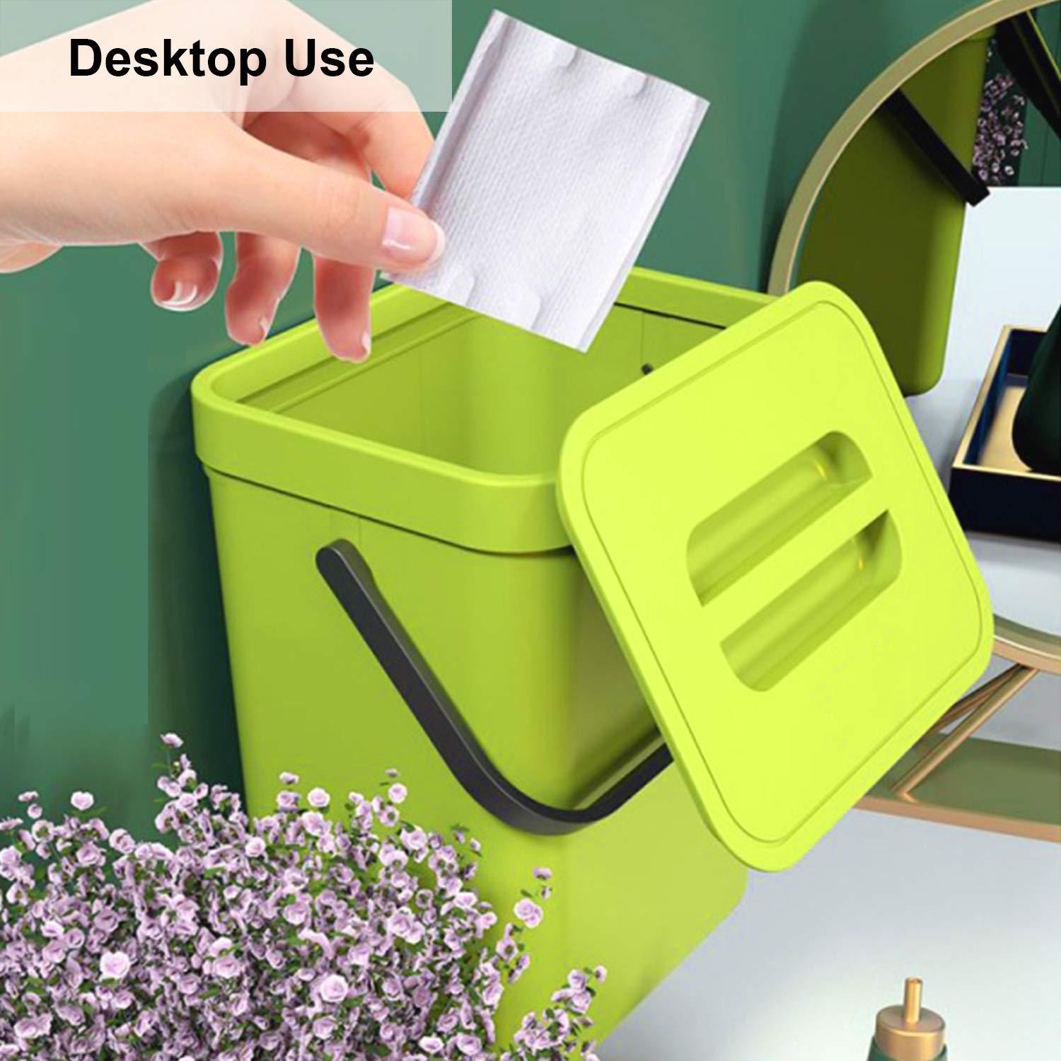 LALASTAR Food Waste Basket Bin for Kitchen, Small Countertop Compost Bin with Lid, Odor-Free Food Scrap Container, Wall Mounted Garbage Can, 3L/0.8 Gal, Green - Image 2