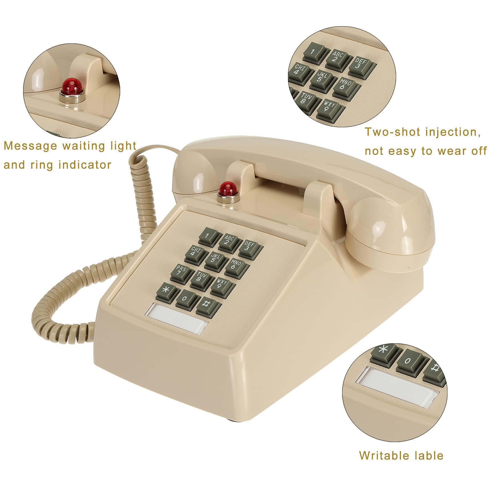 SOUJOY Vintage Cord Phone, Retro Landline Phone with Volume Control, Old Fashioned Loud Ringer Desk Phone for Home and Office, Beige - Image 3