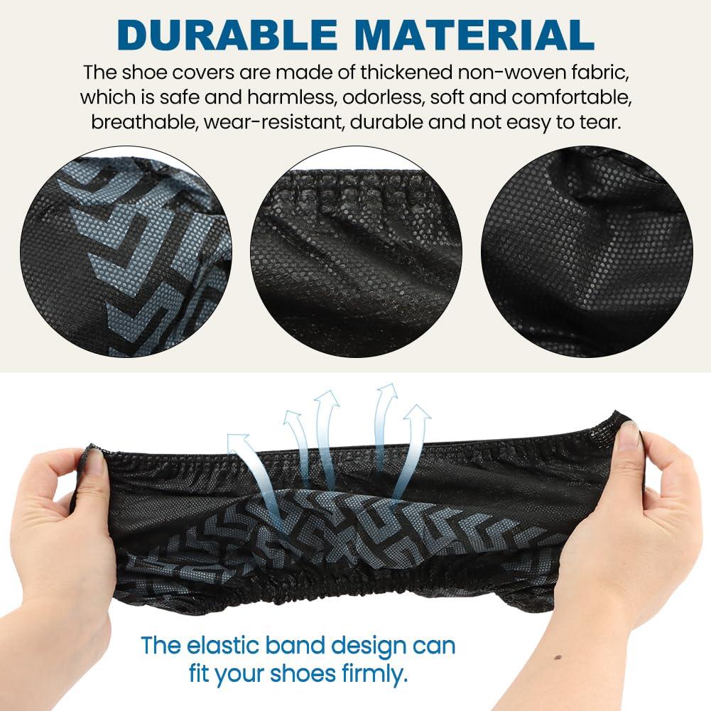 Disposable Shoe Covers, 100 Pack, Non-Woven Fabric, Fits Men's Size 8.5 and Women's 10, Double-Elastic Band - Image 4