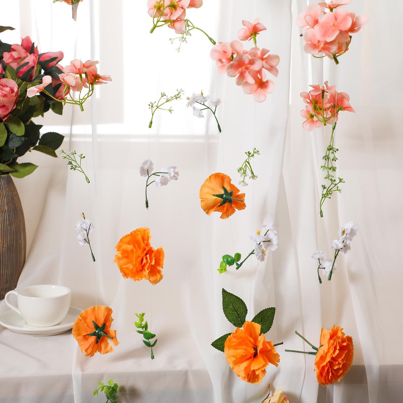 XunYee 6 Pcs 35.4 ft Flower Garlands Hanging Spring Wildflower Garlands Floral Vines Artificial Fake Flower Vines Faux Silk Wildflower Decor for Home Garden Spring Summer Wedding Party Arch Wall - Image 3