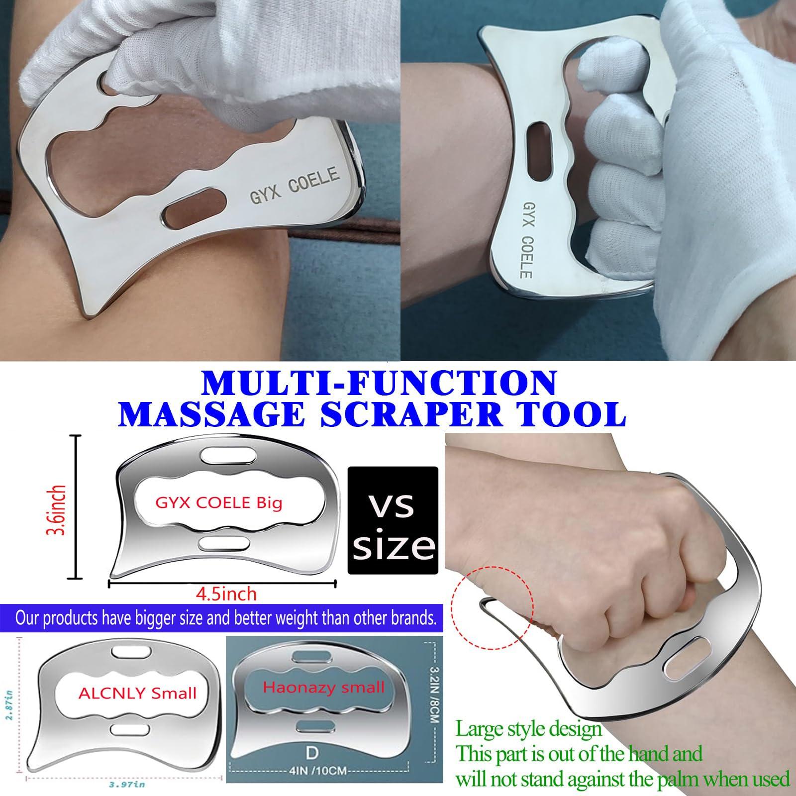 GYX COELE 4 in 1 Stainless Steel Gua Sha Muscle Scraper Tool, Professional IASTM Physical Therapy Tool Set for Massage and Scraping （4pcs Carry Bag） - Image 4