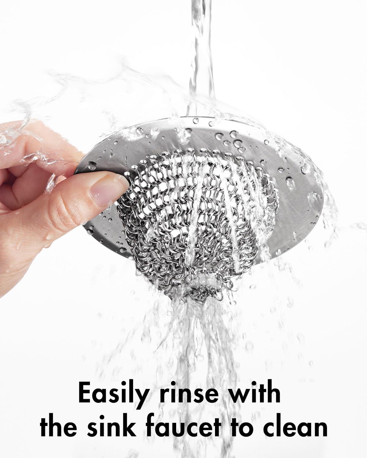 Wokdada Revolutionary Sink Strainer/ Patented Reversible Chain Mesh, Effortless Cleaning & Debris Catcher, Large Capacity, No Clog, 304 Stainless Steel & Rust-Proof - Image 7