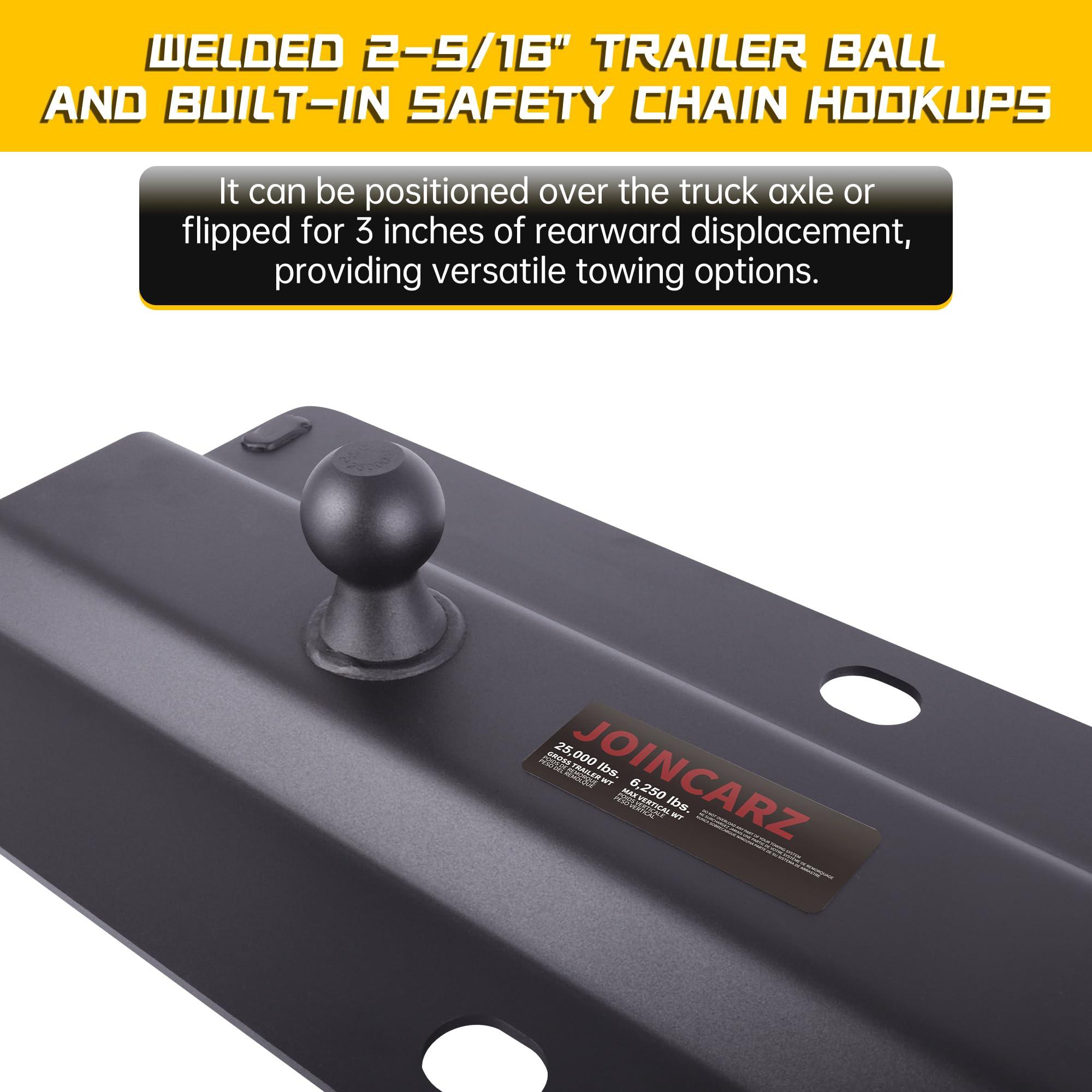 JOINCARZ 25000 lbs Gooseneck Ball Plate Fit for 5th Wheel Rails, Gooseneck Adapter Hitch for Pickup Truck Bed Trailer Towing, 2-5/16-Inch Ball, Fits Industry-Standard Rails,Carbide Black Powder Coat - Image 4