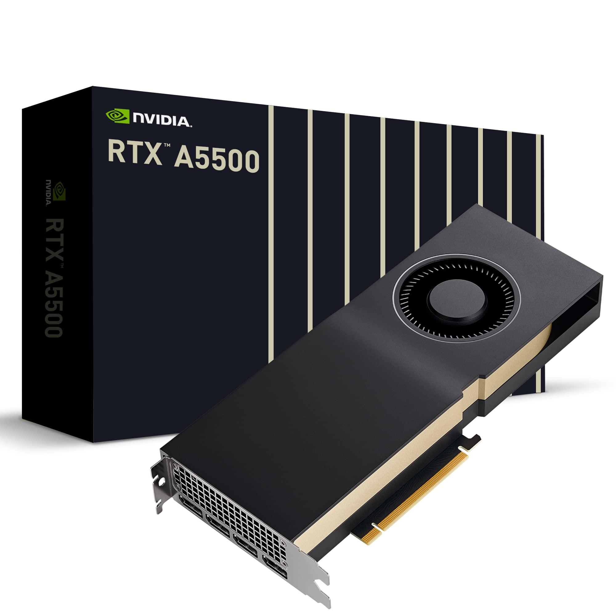 PNY NVIDIA RTX A5500 Professional Graphics Card 24GB GDDR6 PCI Express 4.0 x16, Dual Slot, 4X DisplayPort, 8K Support, Ultra Quiet Active Fan, 13659239000