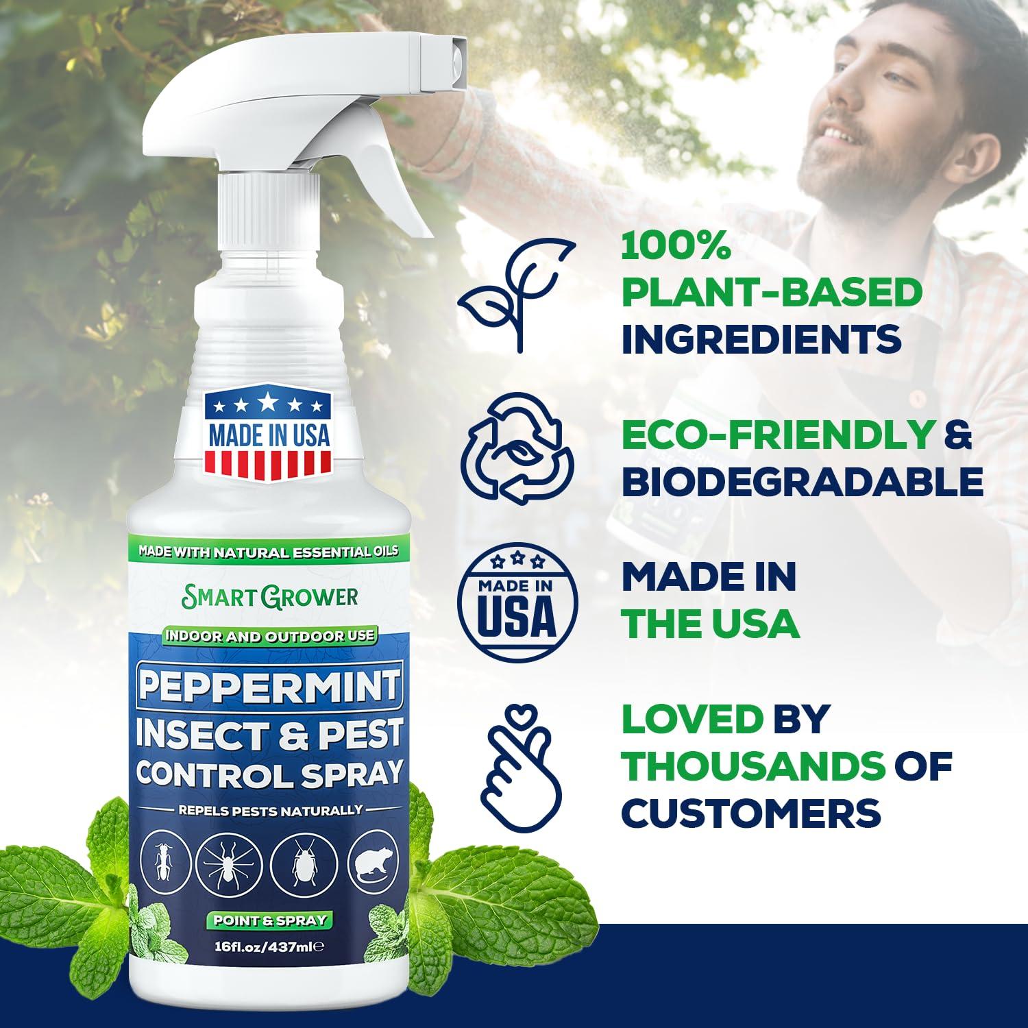 All Natural Peppermint Oil Insect & Pest Control Spray Repels Mice, Spiders, Ants, for Home, Indoor, Outdoor, Garden Maximum Strength Smart Grower Ready to Use 16 FL OZ - Image 4