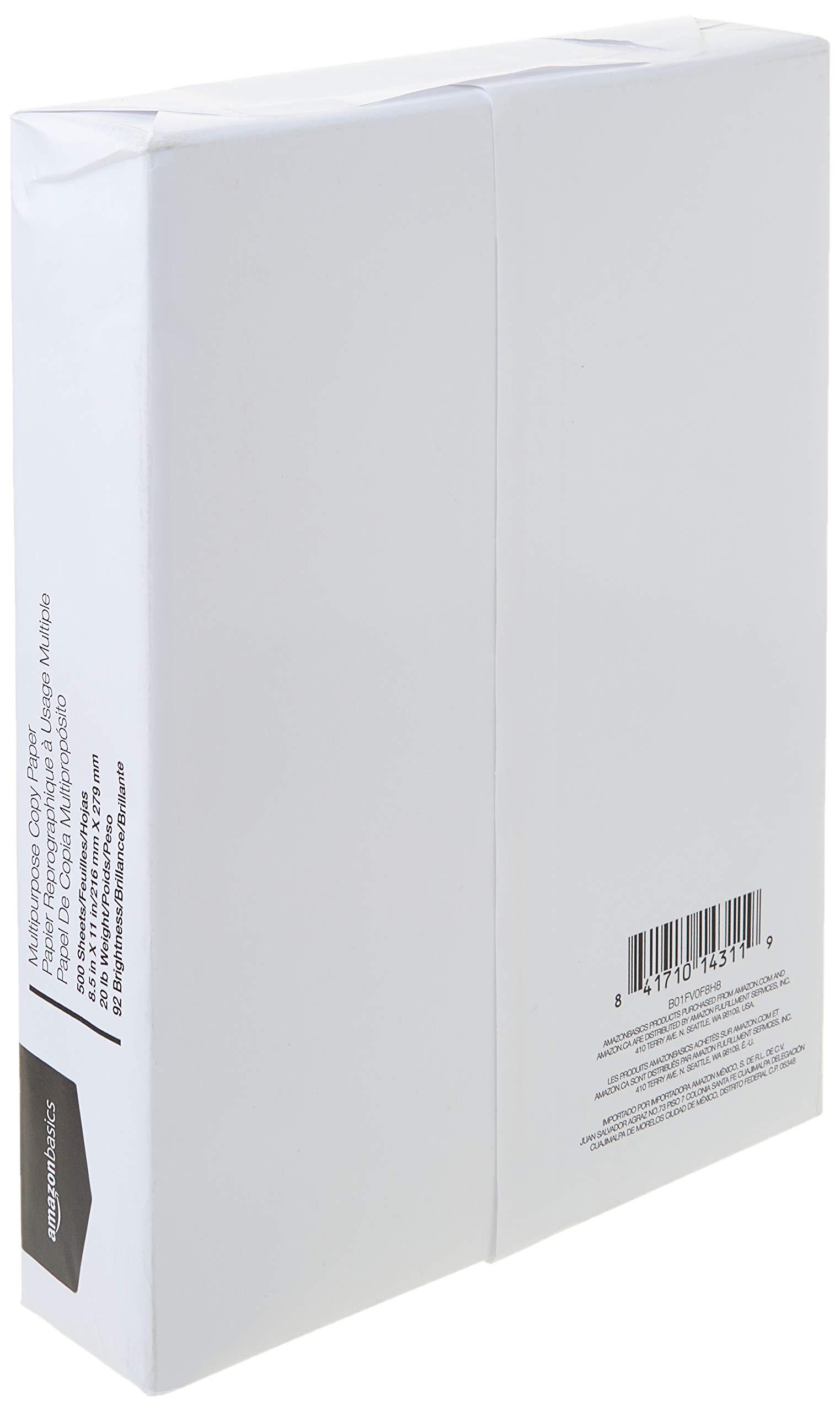 Amazon Basics Multipurpose Copy Printer Paper, 8.5 x 11 inches, 20 lb, 1 Ream, 500 Sheets, 92 Bright, White - Image 5