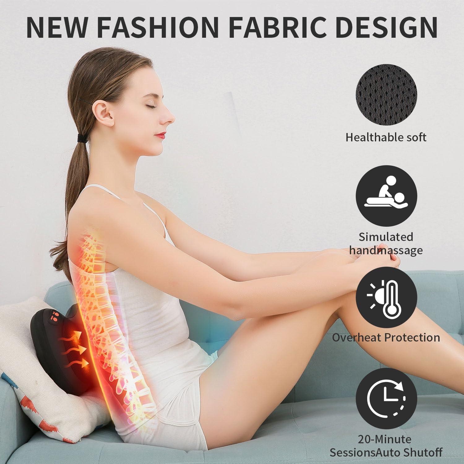 iKristin Back Massager, Shiatsu Neck Massager with Heat, Electric Back Massager for Shoulder, Back, Leg, Deep Tissue Kneading Massage to Relief Muscles, Massage Pillow for Mom/Dad/Women/Men - Image 2