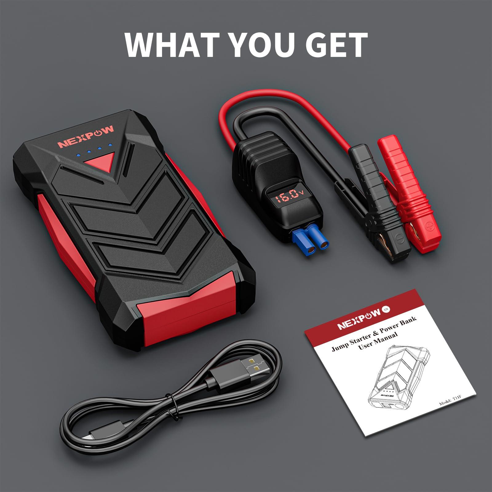 NEXPOW Battery Jumper Starter Portable,12V Car Battery Jump Starter Power Pack with USB Quick Charge (Up to 7L Gas or 5.5L Diesel Engine) Jump Box with Built-in LED Light - Image 7