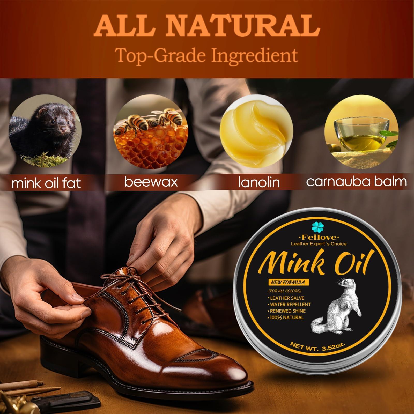 Feilove Mink Oil for Leather Boots, Leather Conditioner and Cleaner 3.52oz - Premium Waterproof Formula to Soften and Restore Sofa, Furniture, Car Interiors, Shoes - Safe for Any Color - Image 3