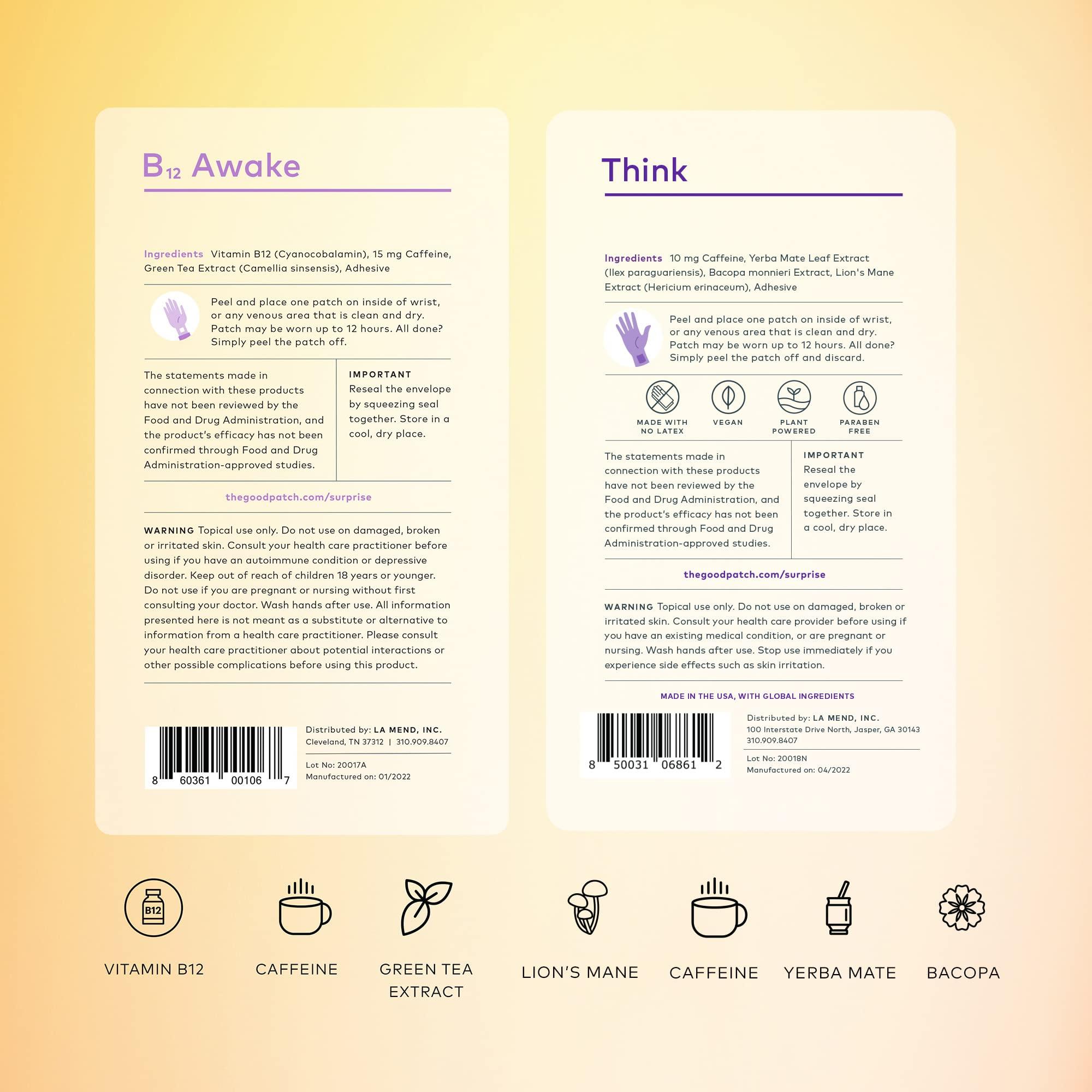 The Good Patch Weekday Hustle Duo, Natural Patches, B12 Patches Awake with Caffeine and Vitamin B12 to Help Promote Energy and Think with Caffeine, Yerba Mate to Support Focus (8 Total Patches) - Image 2