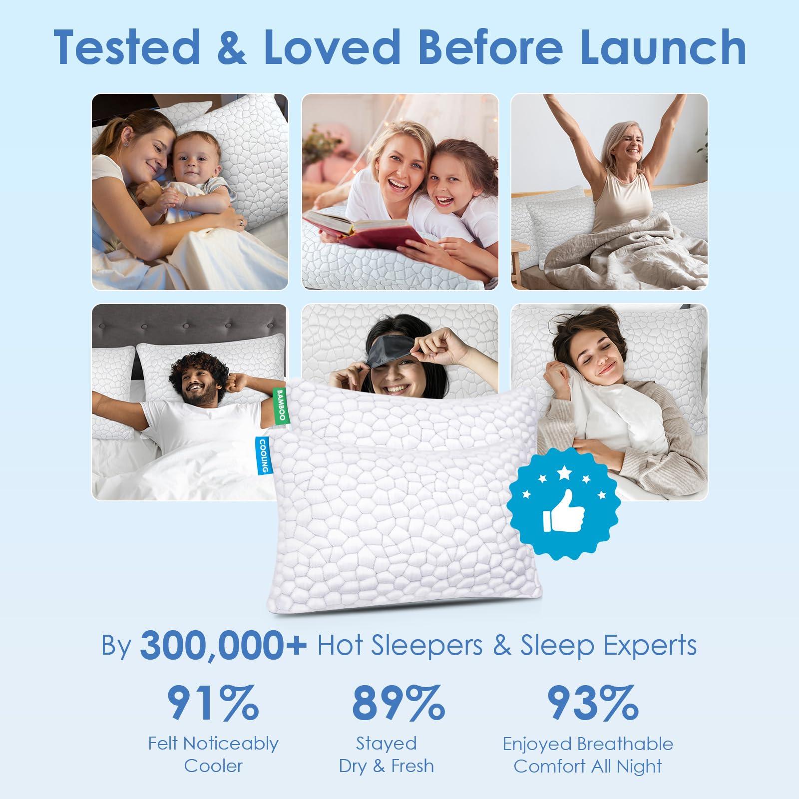 SUPA MODERN Cooling Bed Pillows for Sleeping 2 Pack Shredded Memory Foam Pillows Queen Size Set of 2, Adjustable Cool Pillow for Side Back Stomach Sleepers Luxury firm Gel Pillows for Neck Pain Relief - Image 8