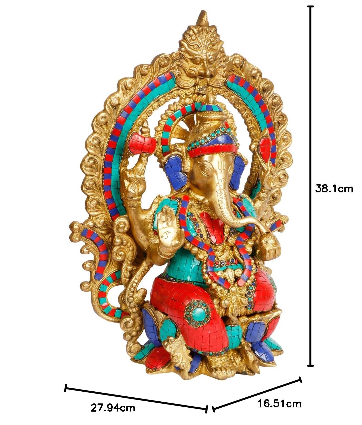 Amilav Collections Brass Ganesha Bhagwan Big Mangalkari Ganesh Statue for Home Entrance Decor Ganpati Idol Murti Marriage Gift 15 Inches - Image 3