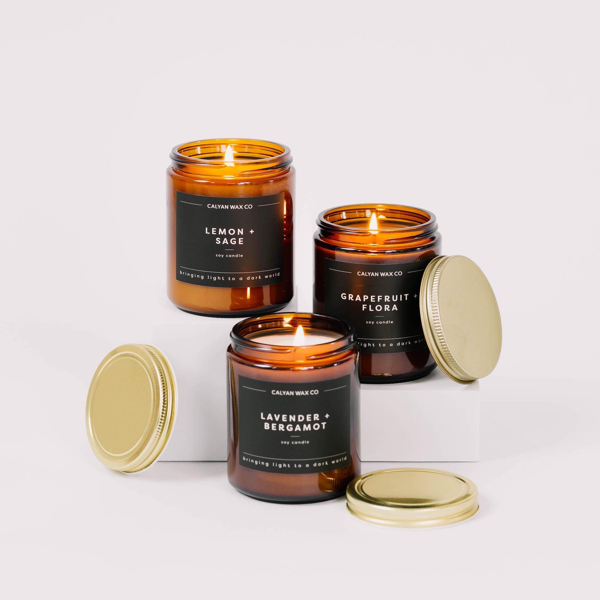 Calyan Wax Co. Soy Wax Candle, Cedar + Tobacco Scented Candle, 57 Hour Burn Time, Aromatherapy Soy Candles, Non Toxic & Vegan Soy Wax, Amber Glass Jar Scented Candles, 7.2oz - Image 7