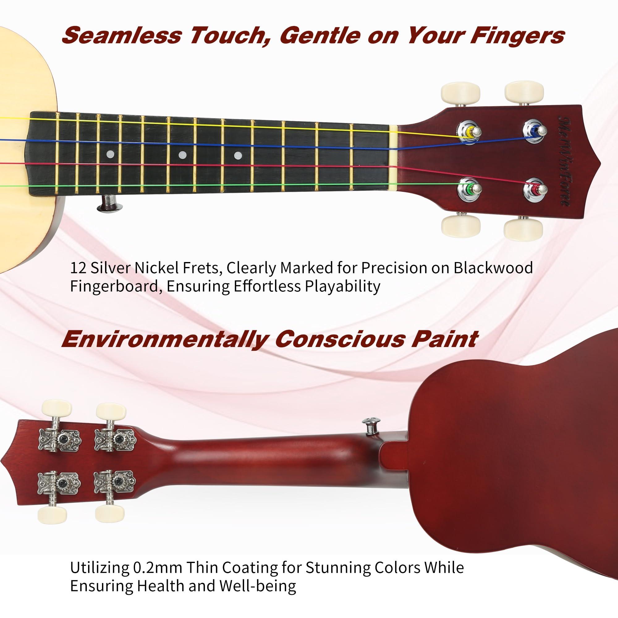 MelWinForee Soprano Ukulele 21 - Beginner Kit for Kids, Complete with Gig Bag, Strap, Tuner, Strings, Picks, Cloth - Ideal for Concerts, Left-Handed Friendly - Perfect Beginner Ukulele - Image 5