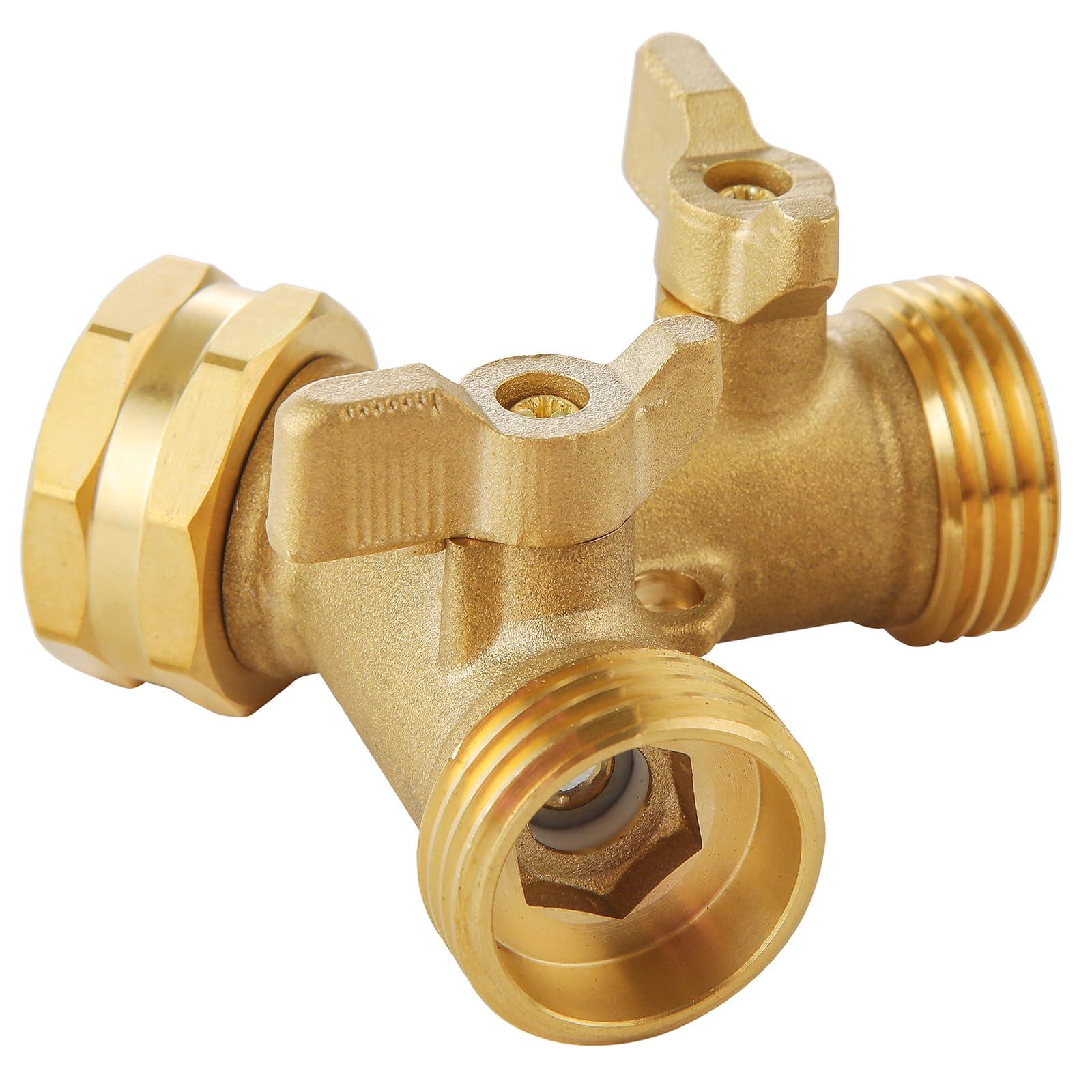 Garden Hose Splitter 2 Way Heavy Duty, Outdoor Faucet Splitter 2 Way, Solid Brass Spigot Splitter Hose Y Splitter with Shutoff Valve - Image 5
