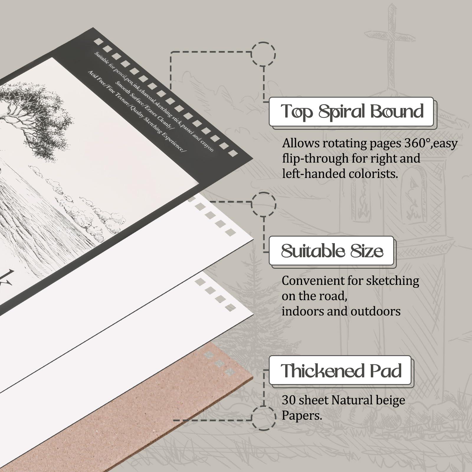Jexine 40 Pcs 5.5'' x 8.5'' Top Spiral Bound Sketch Book 30 Sheet Each(68lb/100gsm), Sketching Drawing Pad Bulk Artist Sketch Pad Kids Drawing Paper Art Sketchbook for Painting (Tree) - Image 3