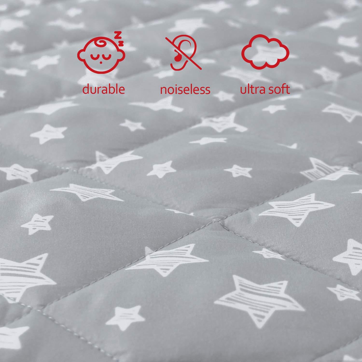 Pack and Play Sheets Fitted, Breathable Thick Playard Lovely Print Cover 39"×27"×5" Compatible with Graco Pack n Play, Gray Star - Image 4