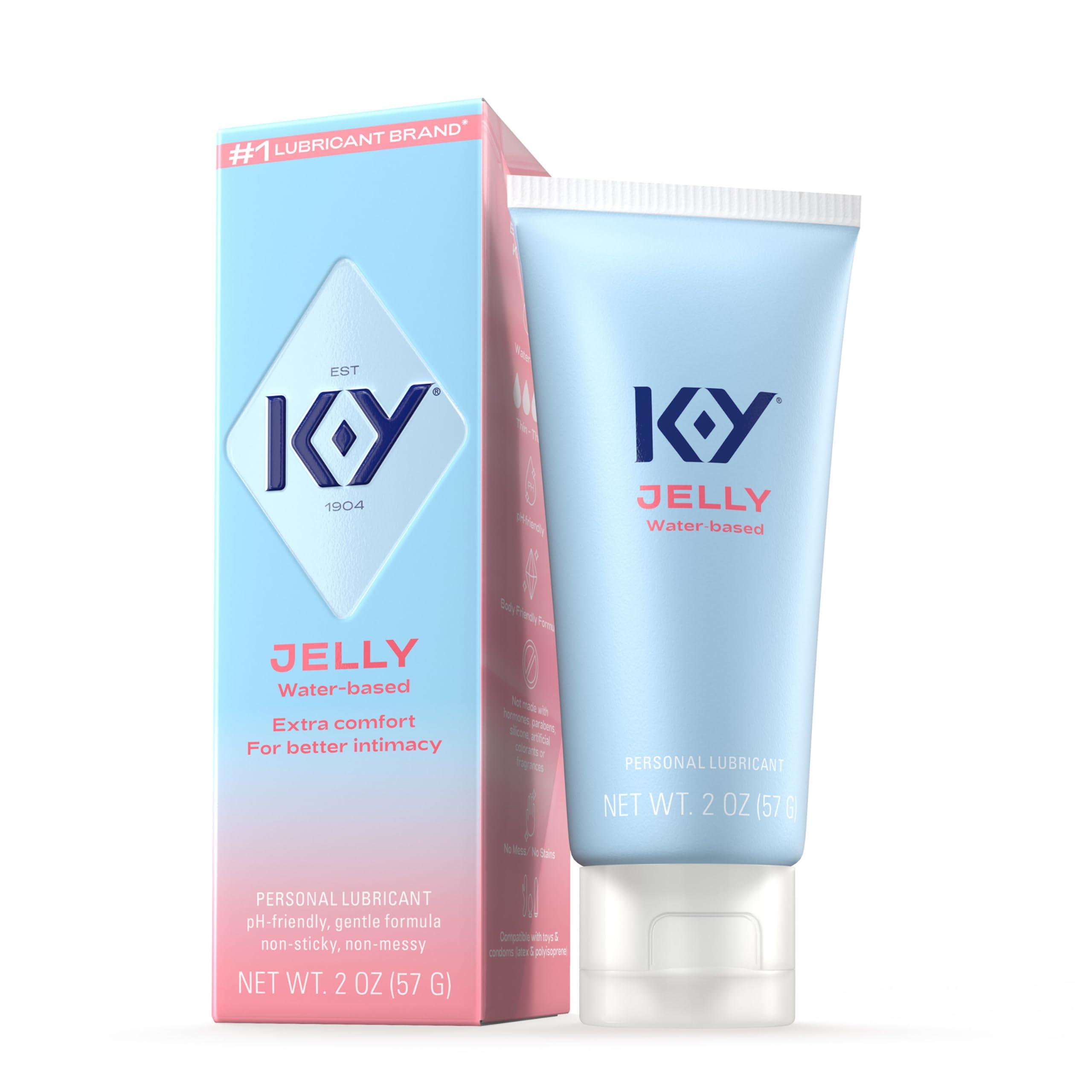 K-Y Jelly Water Based Lube for Sex, Anal Lube, Non-Greasy Water Based Personal Lubricant, pH Friendly Sex Lube Can Be Used with Sex Toys for Women & Male Sex Toys, Condom Friendly Personal Lube, 2 oz