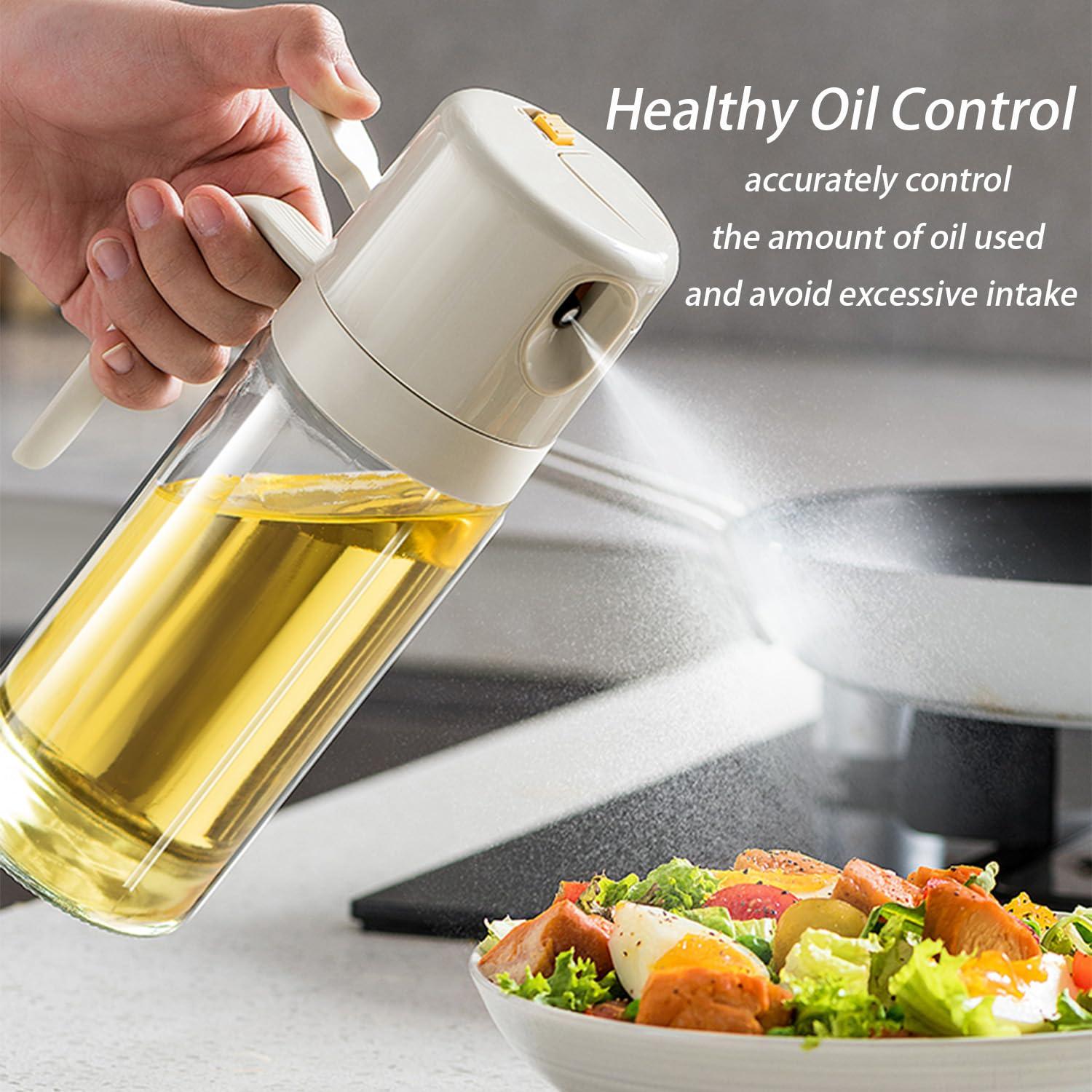 JANSSE 2 in 1 Glass Oil Sprayer and Dispenser for Kitchen, 550ml Olive Oil Bottle, Leakproof Food-Grade Oil Mister & Pourer for Air Fryer, BBQ, Salad, Baking - Image 3
