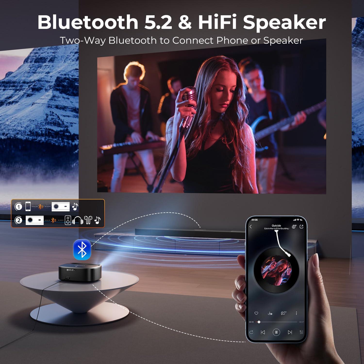 4K Projector with Wifi and Bluetooth, ELEPHAS Outdoor Movie Projector with NETFLIX/Prime Video/YouTube Built-in, 100,000+ Apps Supported, Video Projector Compatible with HDMI/USB/iOS/Android/Windows - Image 4