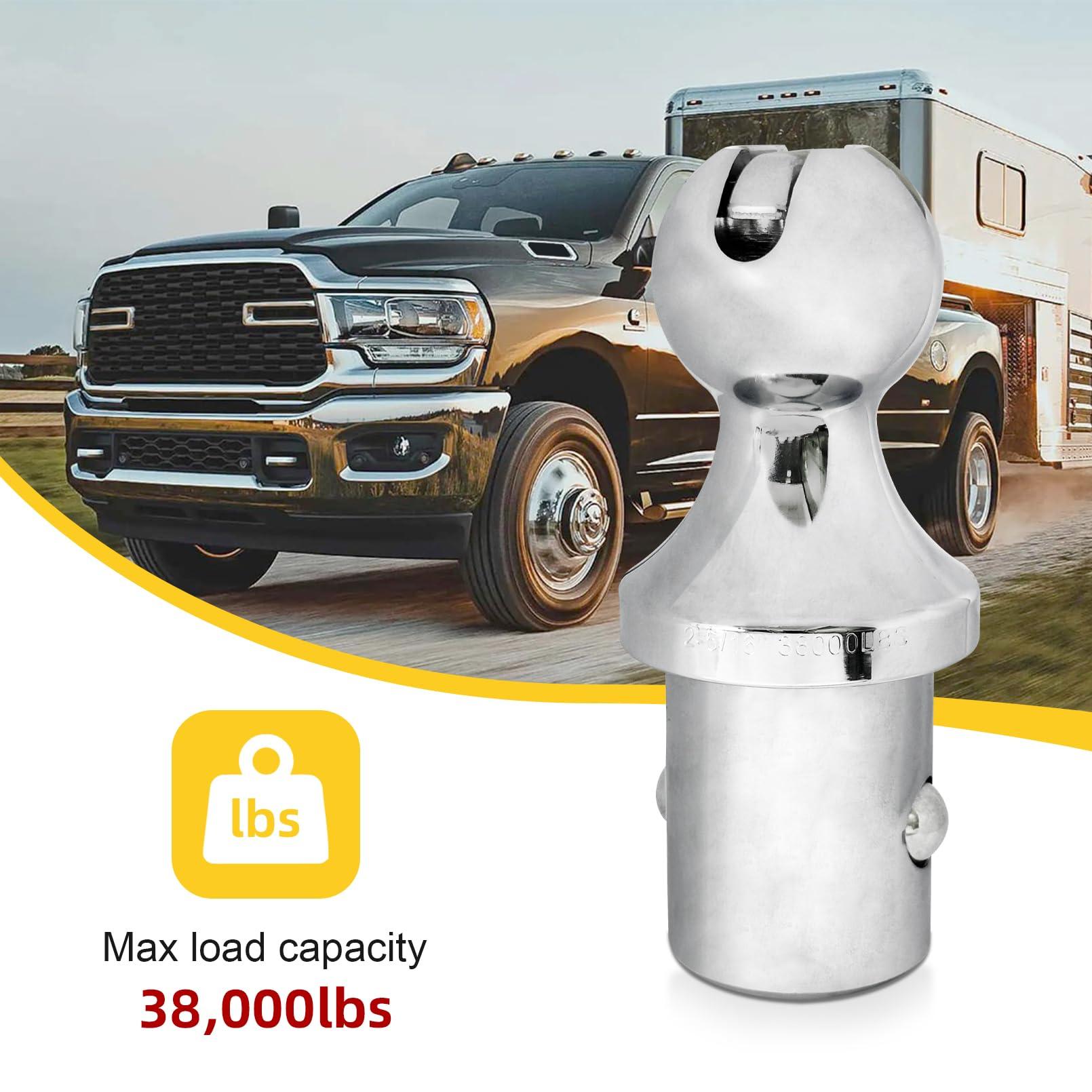 60618 Puck System 38000 LBS Gooseneck Hitch Ball Kit - Compatible with 2013-2024 Dodge RAM 2500 3500 - 2-5/16 Inch Gooseneck Ball for Truck Bed with 2 Pack Safety Chain Anchors - Image 5