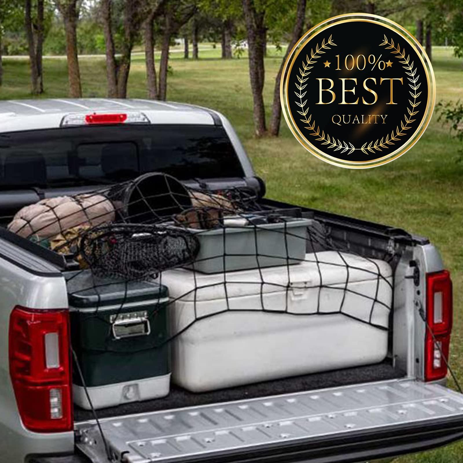 Funmit 4 x 6 Ft Cargo Net for Roof Basket and Pickup Bed, Nice Elasticity Stretches to 8 x 12 Ft with 24 Carabiners, Bungee Cargo Netting Design for Most Car Models - Image 6