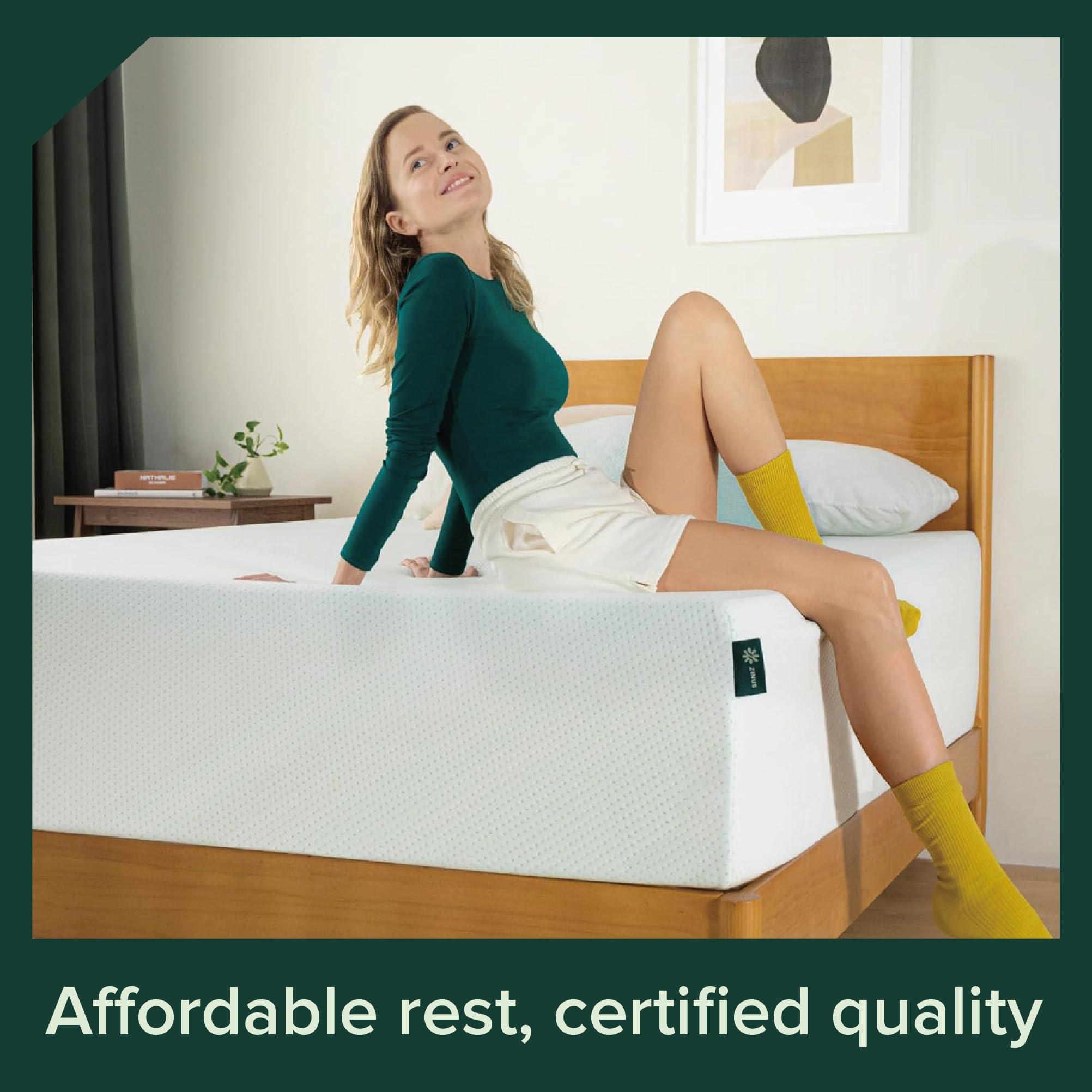 ZINUS 12 Inch Green Tea Memory Foam Mattress [New Version], Fiberglass free, Medium Firm Feel, Zoned Pressure Relief, Certified Safe Foams & Fabric, Bed-In-A-Box, Queen - Image 3