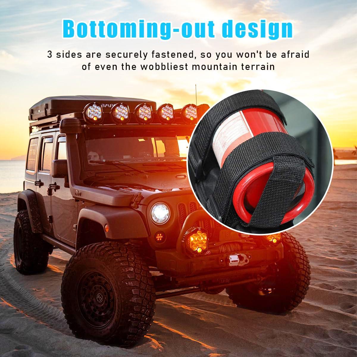 Ohleats Roll Bar Fire Extinguisher Holder, Adjustable Fire Extinguisher Mount Strap with American Flag Pattern, Car Accessories Fixed Belt for Wrangler JK JKU TJ CJ Gladiator (Black) - Image 5