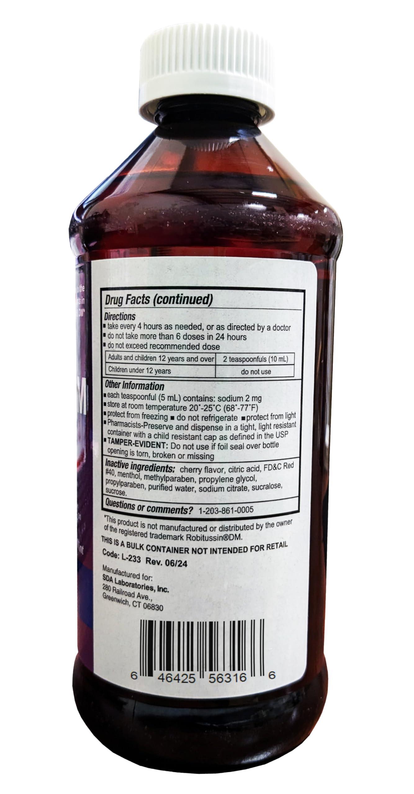 SDA LABORATORIES Tussin Guaifenesin Expectorant, Cough Medicine Oral Solution, 16 Fl Oz Liquid, Cherry Mint Flavor, Alcohol-Free, Relieves Mucus and Chest Congestion (Pack of 1) - Image 2