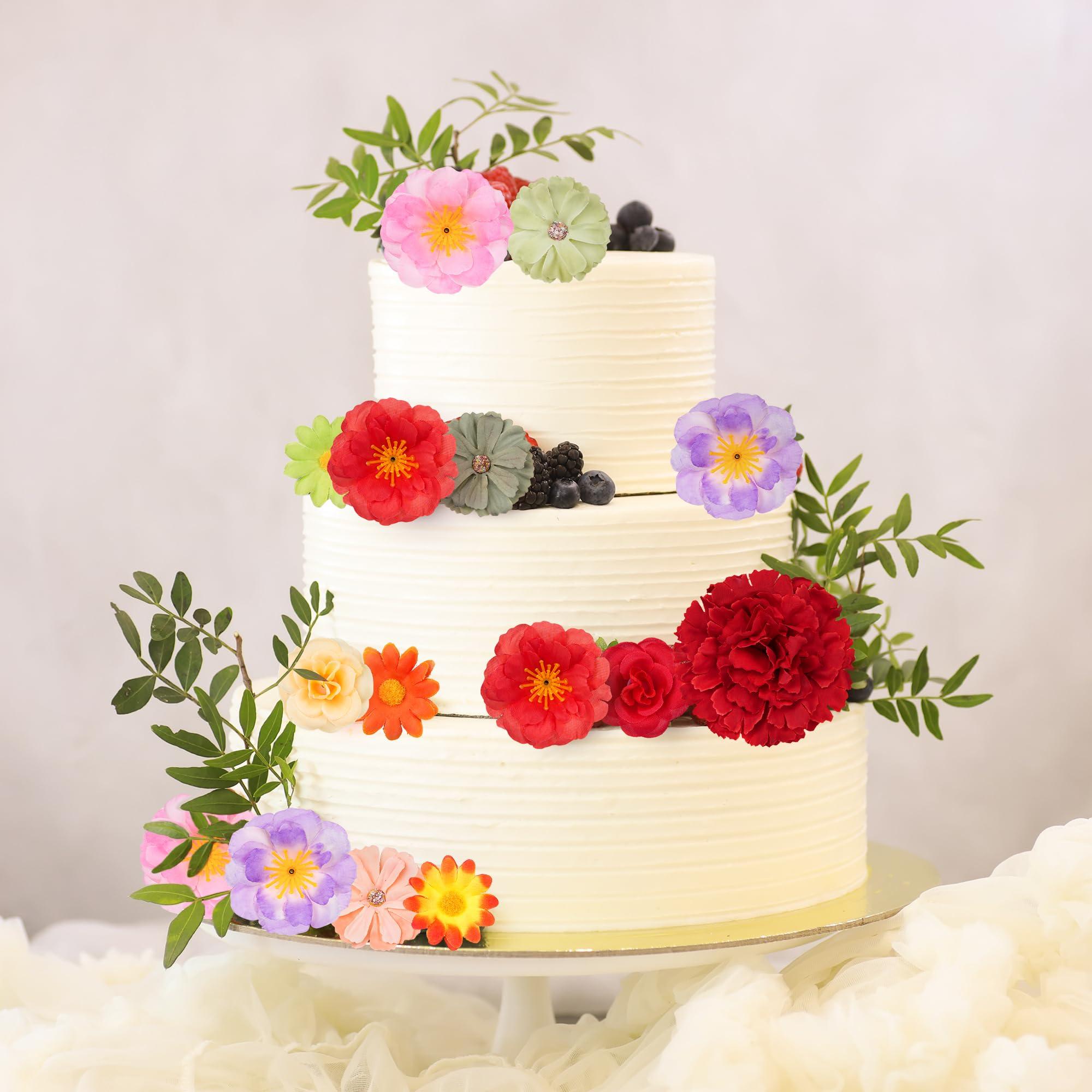 210 Pcs Mini Silk Flower Heads Small Fake Rose Daisy Faux Flowers Bulk for Crafts Artificial 3D Loose Fabric Flowers Heads Sunflower Bulk for Wedding Hair Cap Dresses Decorations (Bright Colors Mixed) - Image 7