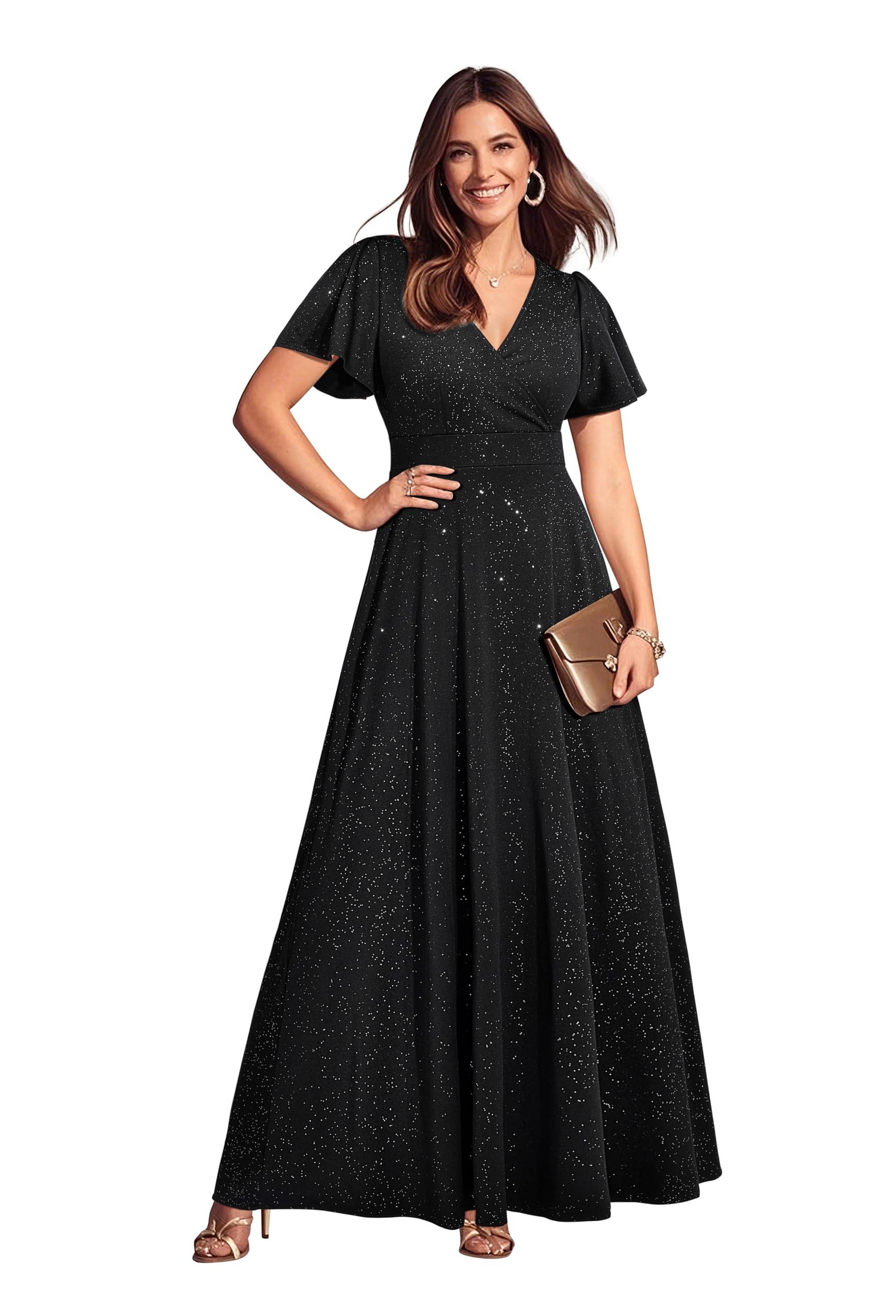 Pinup Fashion Women Plus Size Formal Dresses - Evening Gowns Wedding Guest Glitter Prom Long Dress - Image 4