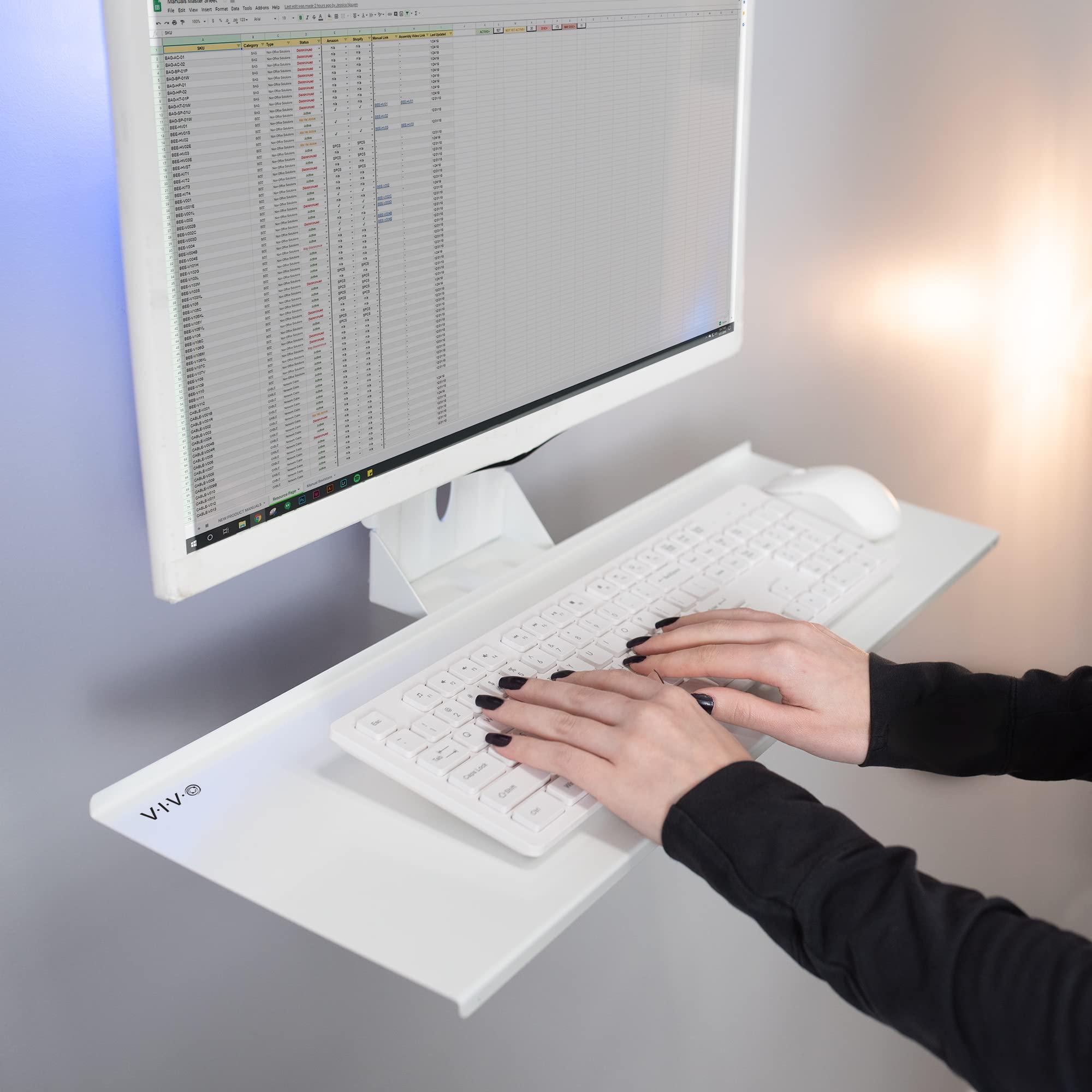 VIVO Computer Keyboard and Mouse Platform Tray VESA Mount Attachment 25.5 x 8 inch Surface, White, MOUNT-KB03-W - Image 3