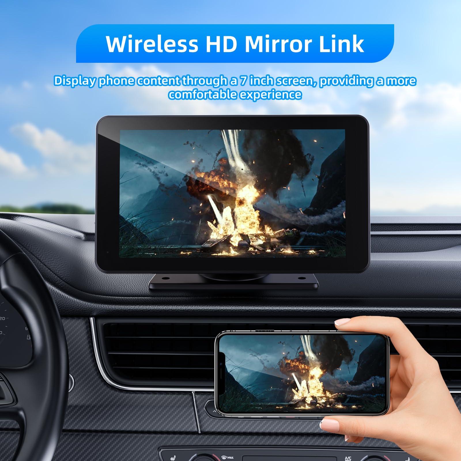 VUKARUAL Wireless Apple Carplay and Android Auto Screen for Car, 7" HD Portable Touch Screen Car Stereo with Bluetooth, Backup Camera, Navigation, Mirror Link for All Vehicles - Image 6
