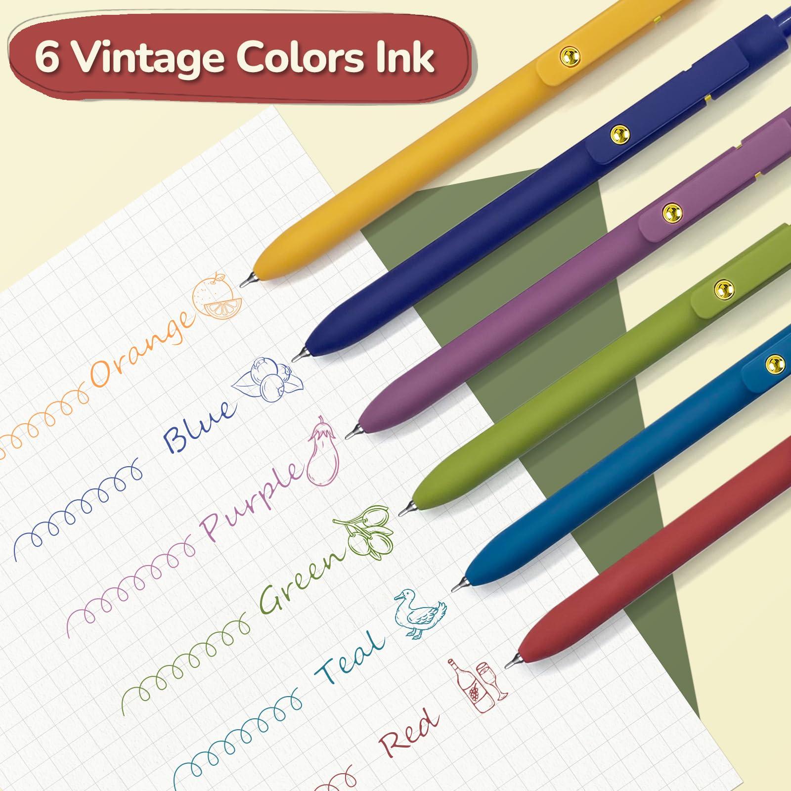 YOXMJDB 6 Pcs Colorful Pens Colored Pens 0.5mm Colored Ink Gel Pen Fine Point Smooth Writing Pen for Journaling and Note Taking Office School Supplies Gifts for Women Men (6 Pcs Vintage Gold) - Image 4