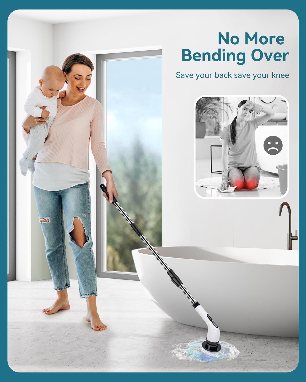 Electric Spin Scrubber for Cleaning Bathroom: Cordless Power Shower Scrubber - Electric Cleaning Brush for Tile Tub - Image 3