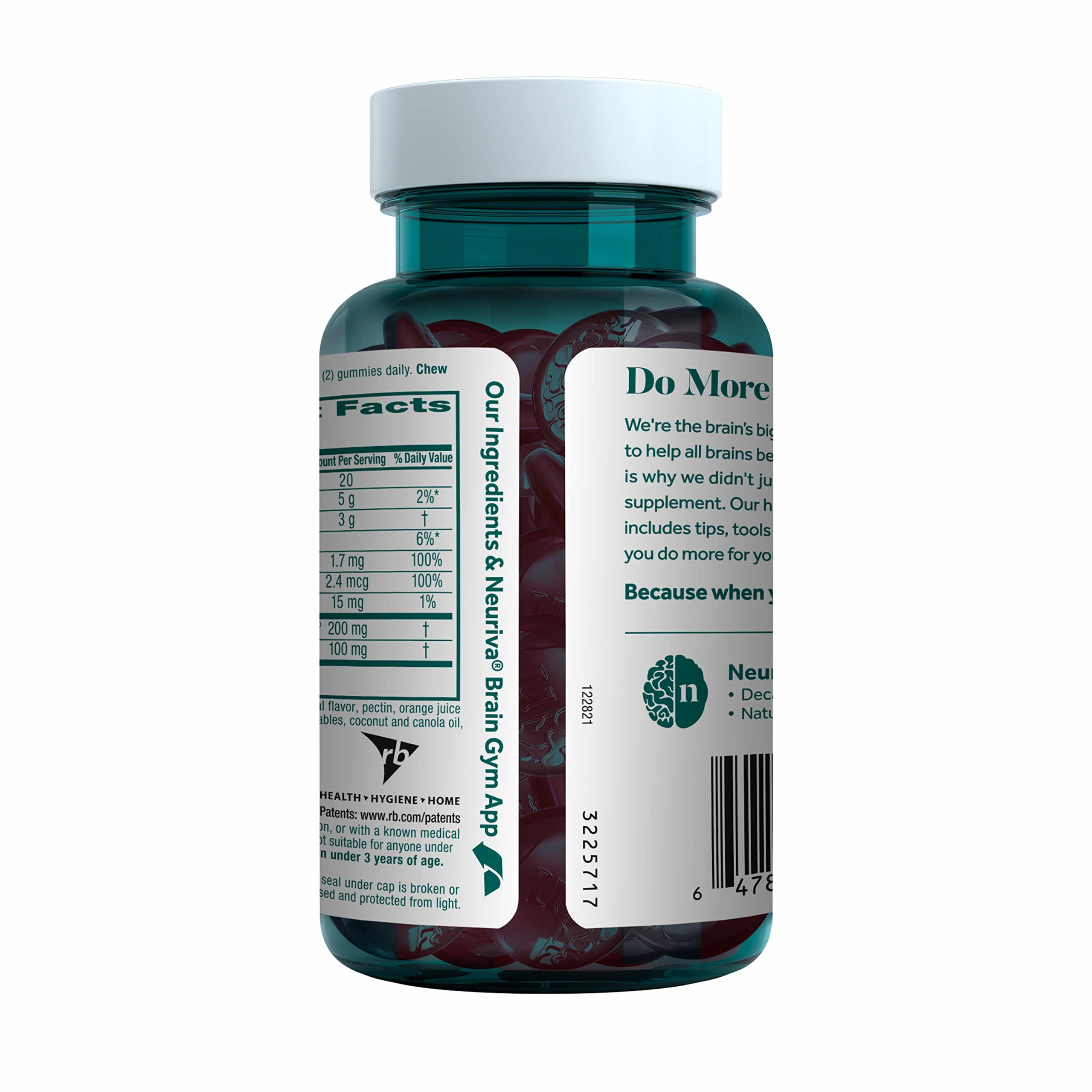 NEURIVA Plus Brain Supplement for Memory,Focus & Concentration+Cognitive Function with Vitamins B6 & B12 and Clinically Tested Nootropics Phosphatidylserine and Neurofactor,50ct Strawberry Gummies - Image 18