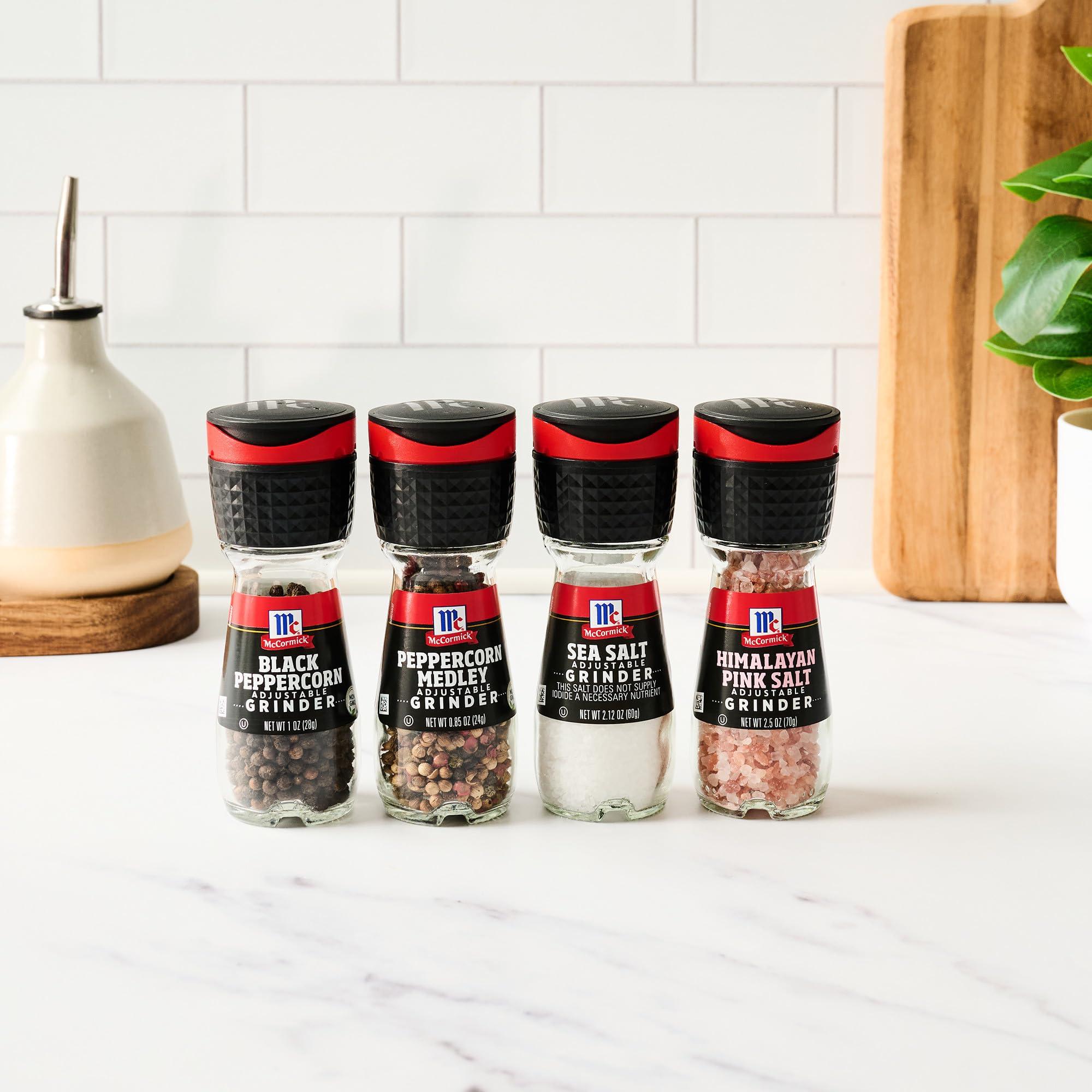 McCormick Salt & Pepper Grinder Variety Pack, Himalayan Pink Salt, Sea Salt, Black Peppercorn, and Peppercorn Medley, 6.47 oz - Image 16