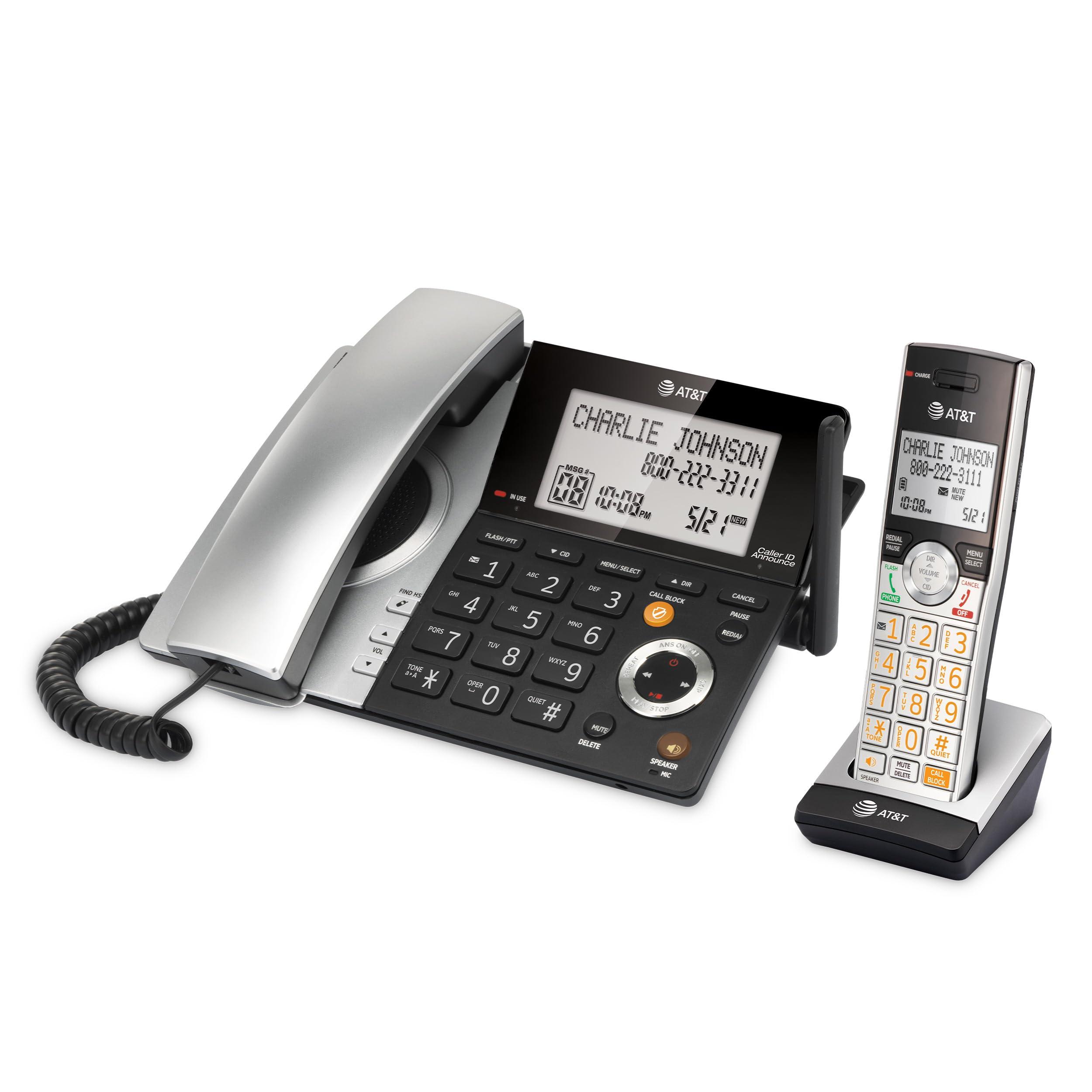 AT&T CL84107 DECT 6.0 Expandable Corded/Cordless Phone with Smart Call Blocker, Black/Silver with 1 Handset - Image 14