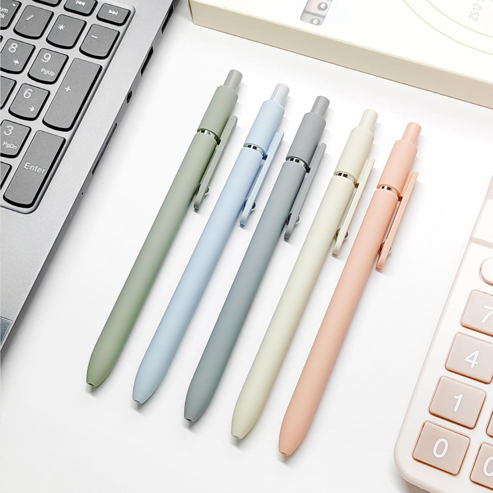 UIXJODO Gel Pens, 5 Pcs 0.5mm Black Ink Pens Fine Point Smooth Writing Pens, High-End Series Pens for Journaling Note Taking, Cute Office School Supplies Gifts for Women Men (Morandi) - Image 2